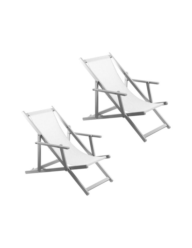 Set di 2 sdraio mare pieghevoli Milly bianco