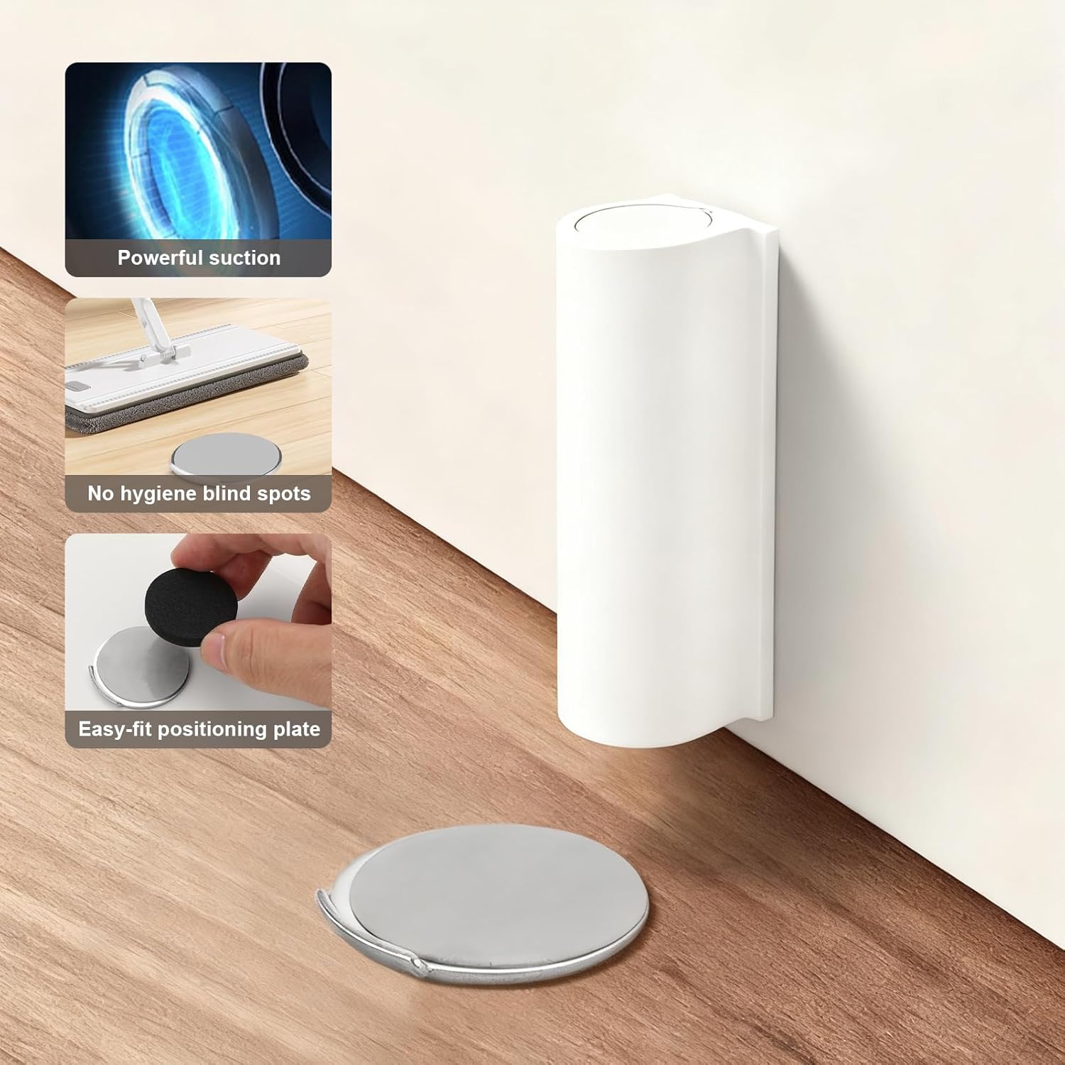 Bloc Porte Aimanté, Butée De Porte Magnétique, Bloc Porte Intérieur, Stop Porte, Sans Percage Acier Inoxydable Invisible, pour Portes Intérieures Mais - 3