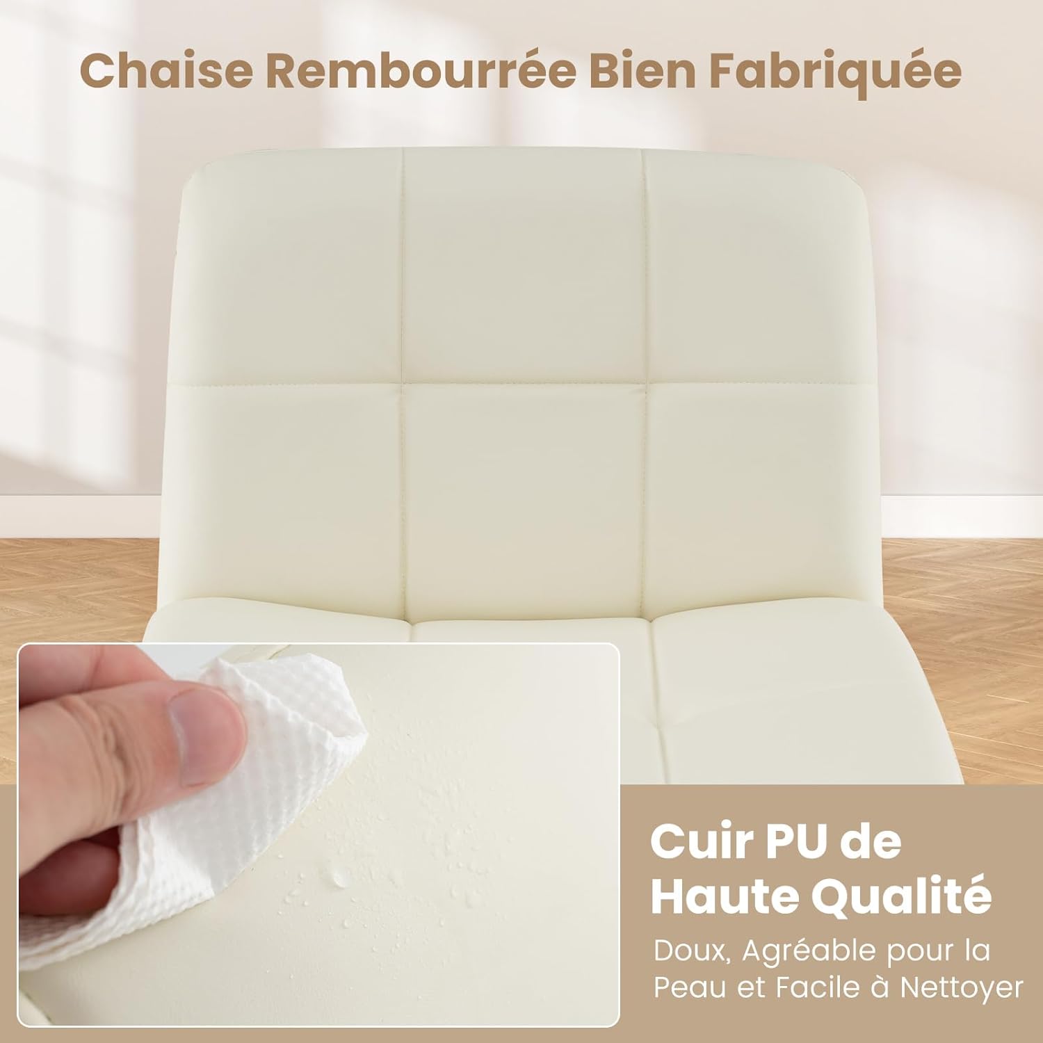 Sedia da Ufficio a Gambe Incrociate, Sedia Scrivania con Seduta a U Spaziosa, Sedia Girevole per Casa e Ufficio, senza Ruote e Braccioli, Alte - 7