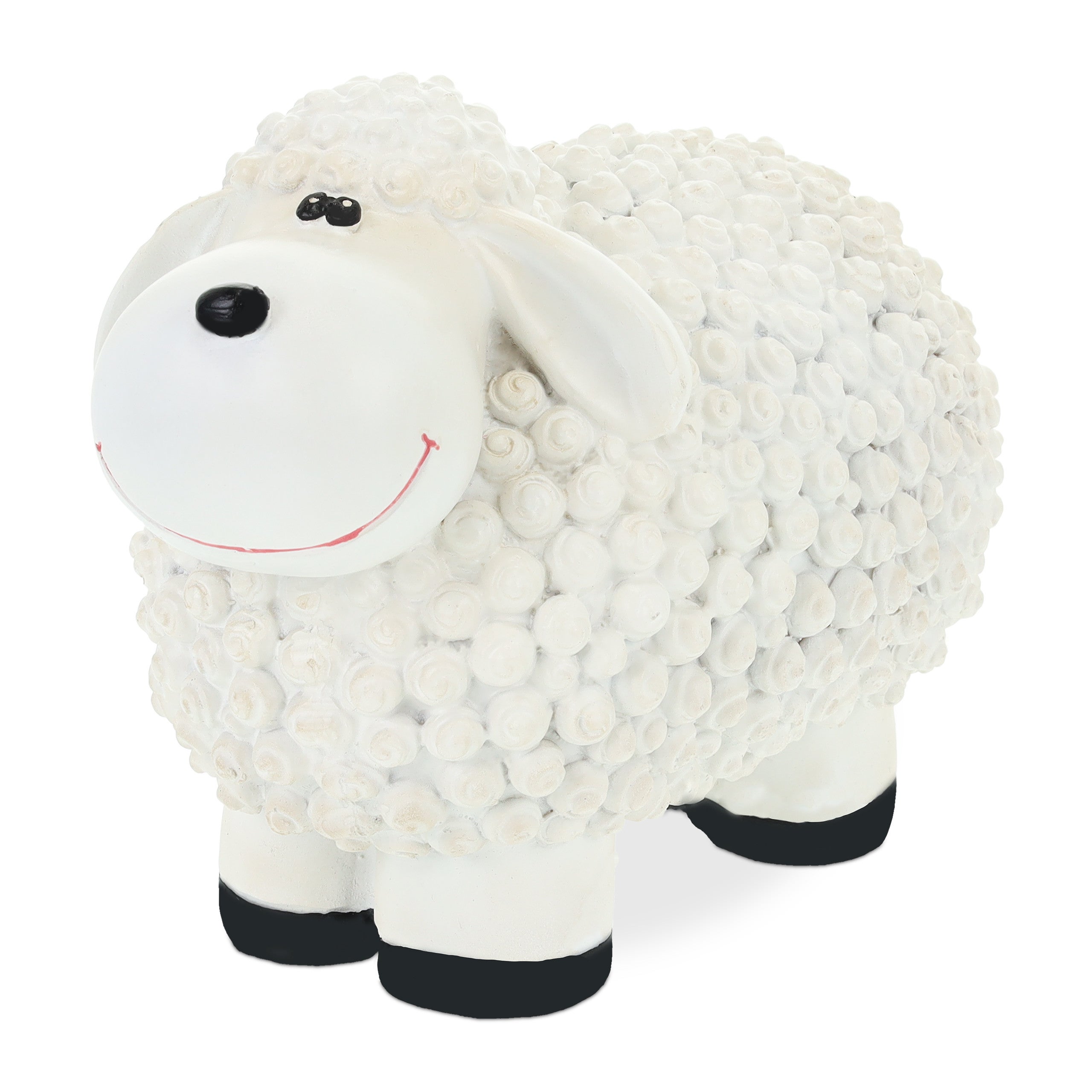 Relaxdays figura decorativa oveja, decoración interior y exterior, 16 x 21 x 12,5 cm, adorno cordero polirresina, blanco