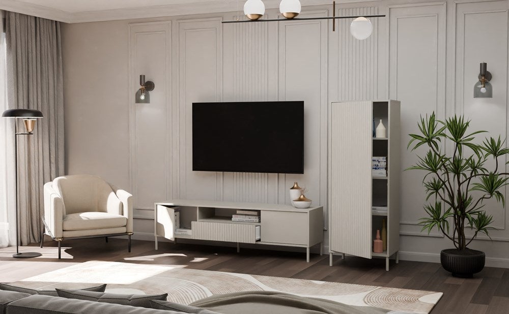 Bibliothèque pour Séjour en MDF Beige H. 147.5 x l. 40 x P. 53.5 cm - 9