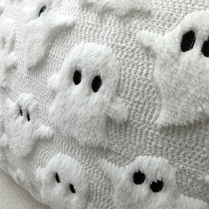 Fodera per cuscino fantasma bianco di Halloween, fodera per cuscino morbido in peluche, cuscino per divano, per divani, camere - 3