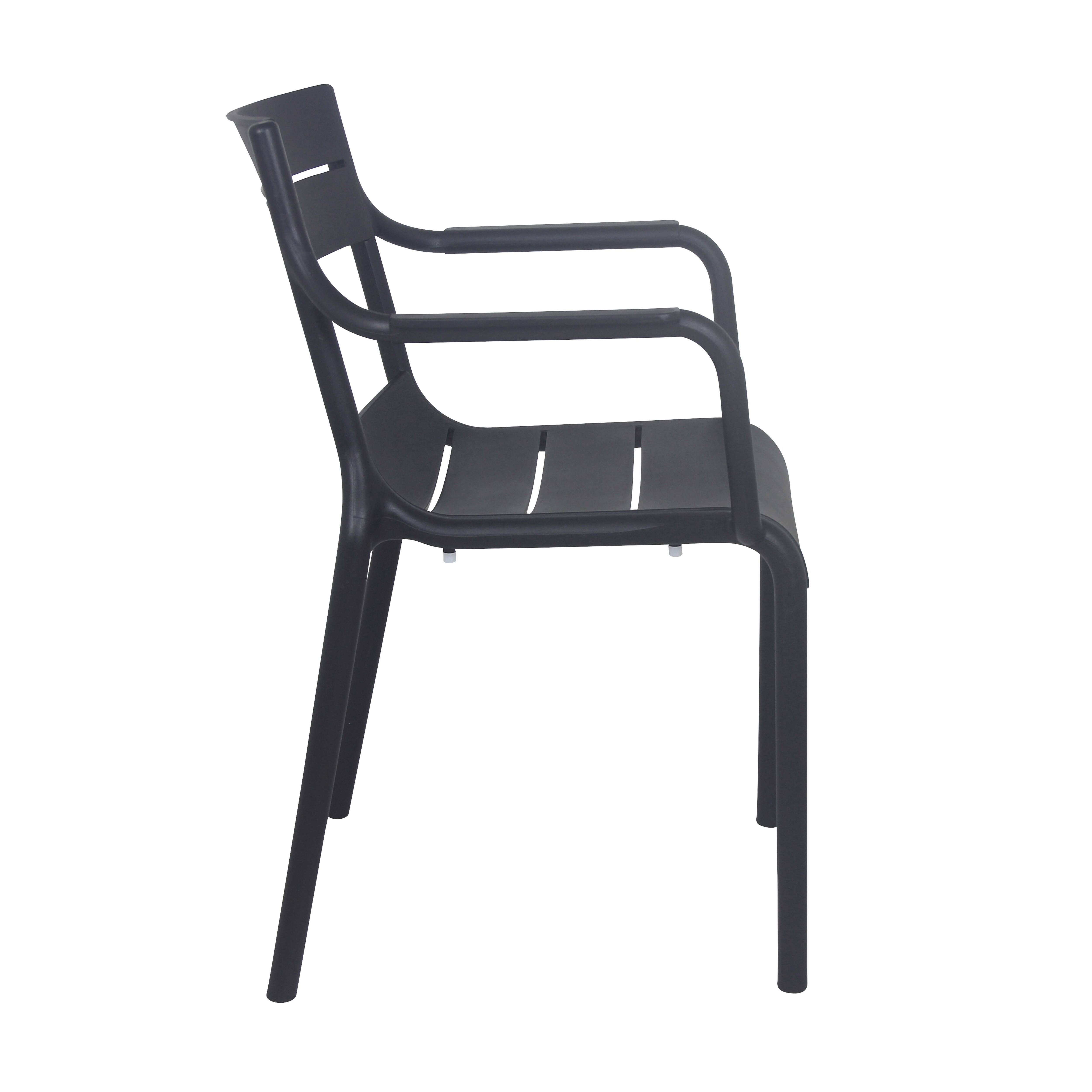 Lot de 4 fauteuils de terrasse en plastique noir - 6