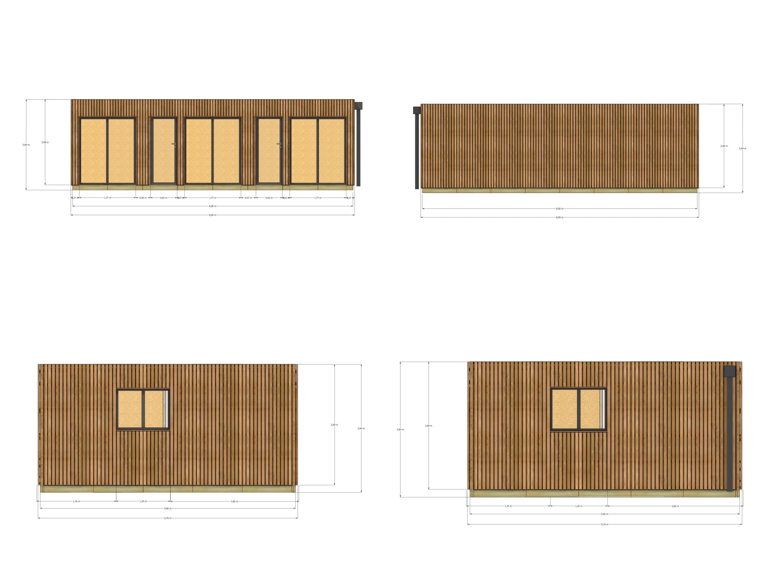 Studio de jardin indépendant en bois 8,8 x 5,7 x 2,7 m avec plancher isolé - 4