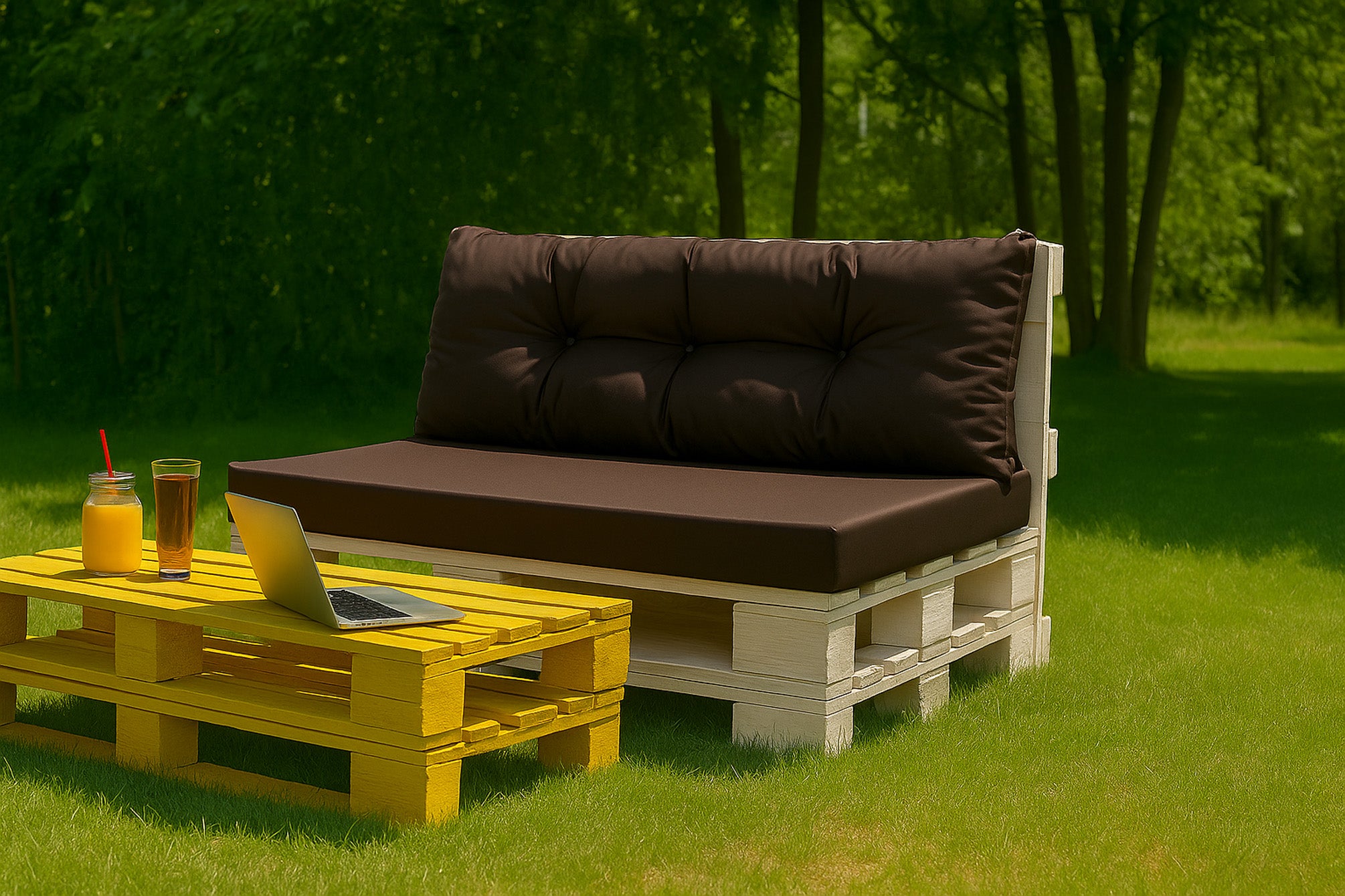 Poduszka ogrodowa na paletę 120x60x50cm poduszka na meble ogrodowe brązowa, poduszka na balkon taras, poducha ogrodowa na meble z palet