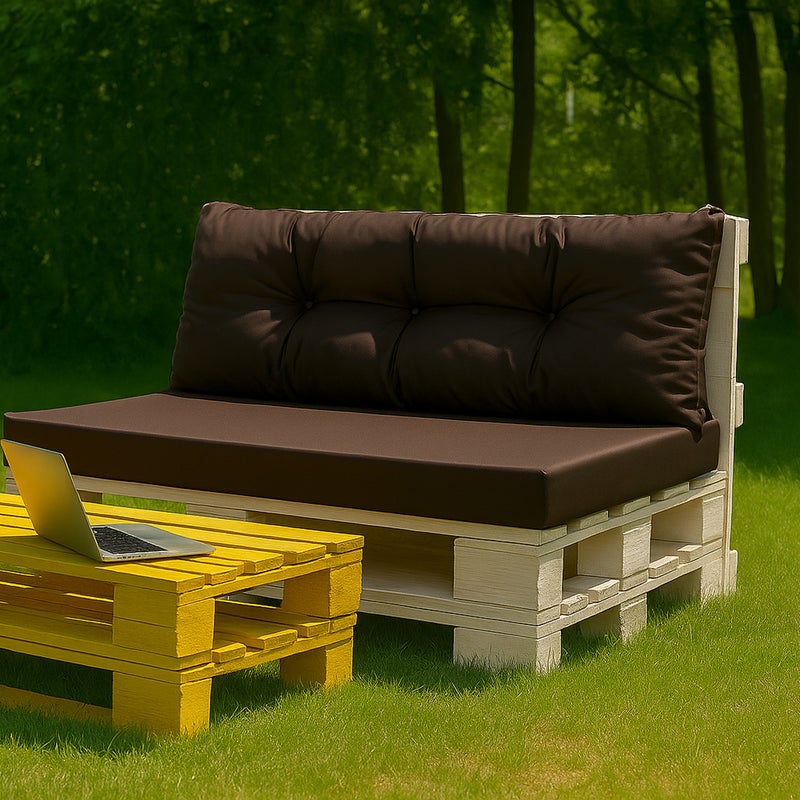 Poduszka ogrodowa na paletę 120x60x50cm poduszka na meble ogrodowe brązowa, poduszka na balkon taras, poducha ogrodowa na meble z palet