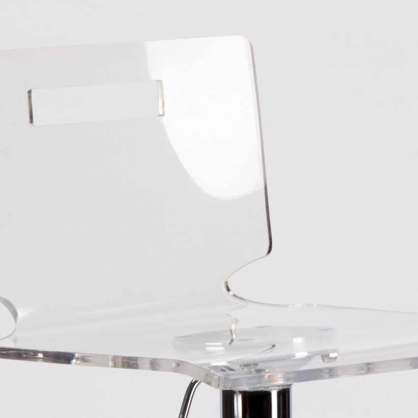 Sgabello per bar e cucina acciaio cromato San José Design Moderno - Trasparente - 5
