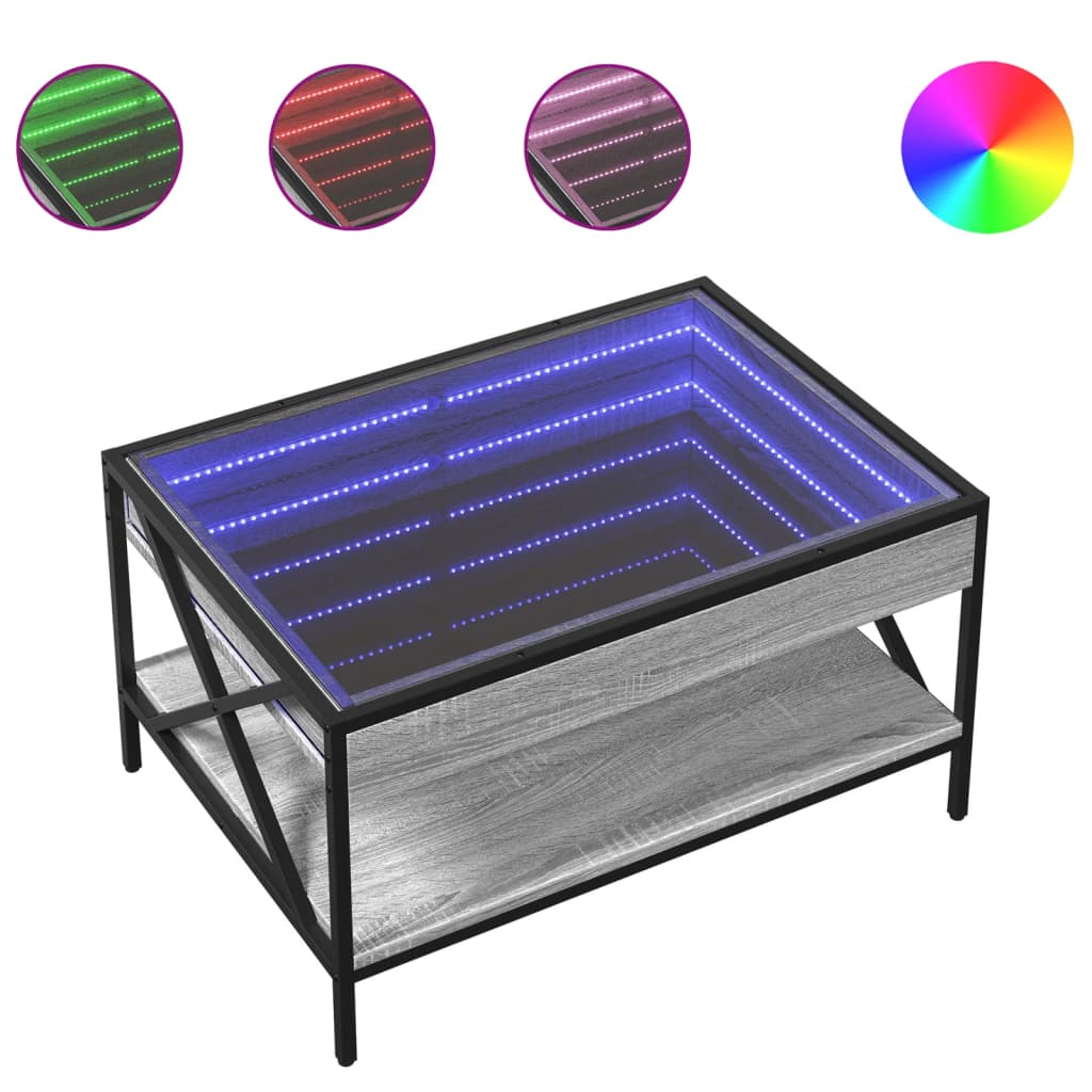 Table basse Infinity LED Sonoma gris 70x50x38 cm | Leroy Merlin