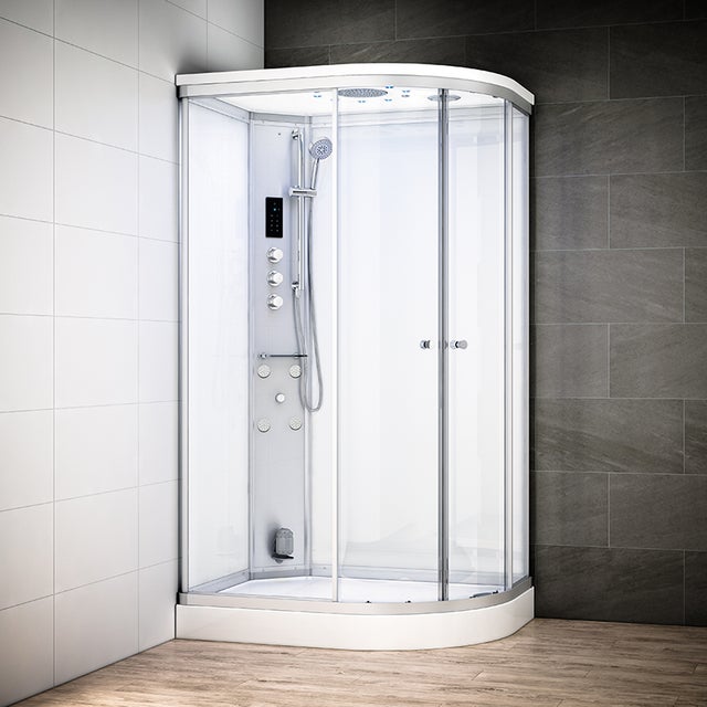 Cabine hammam 120 x 90 SILVER Blanc asymétrique gauche