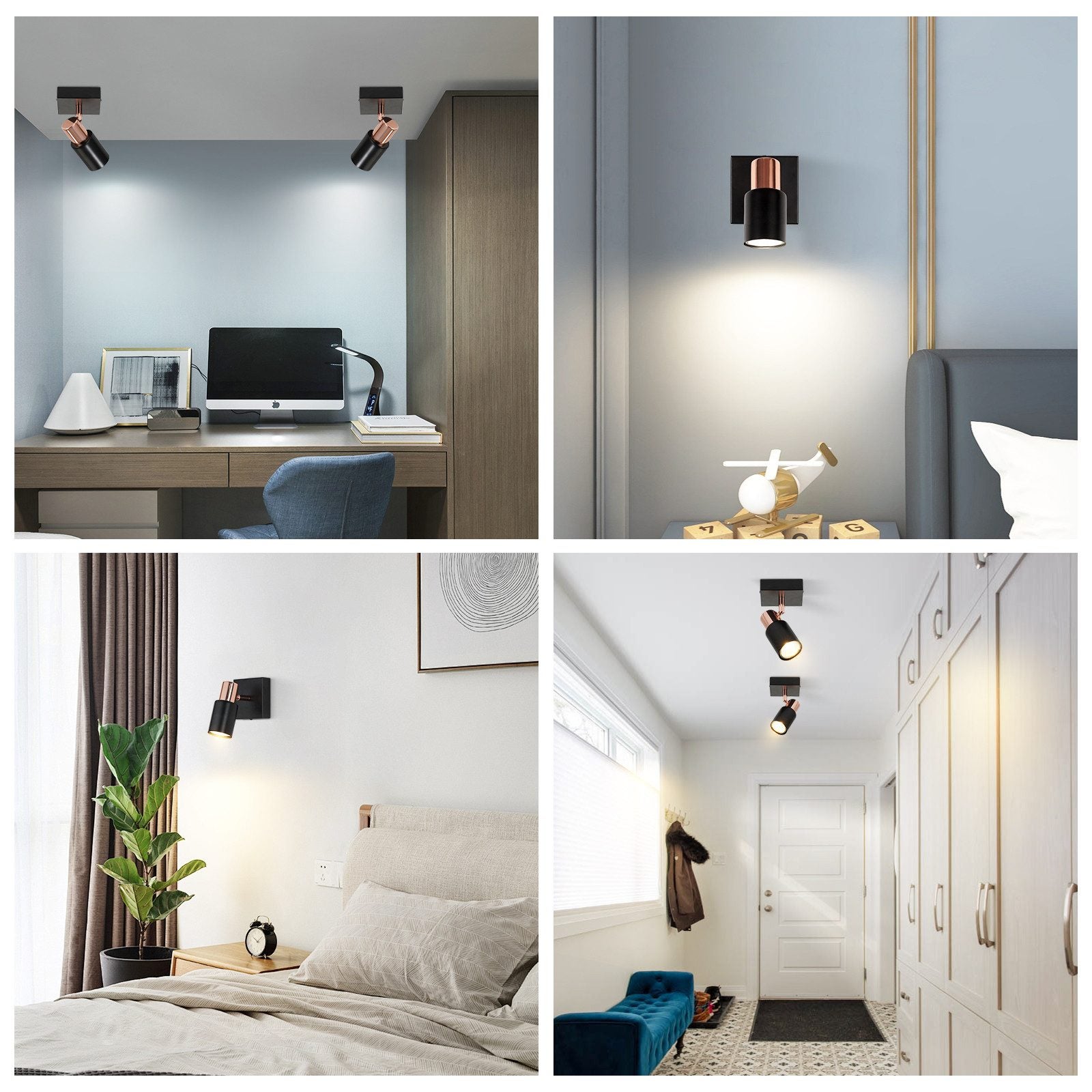 NETTLIFE Spot de plafond Spots de plafond 1 ampoule GU10 noire orientable à 355° - 8