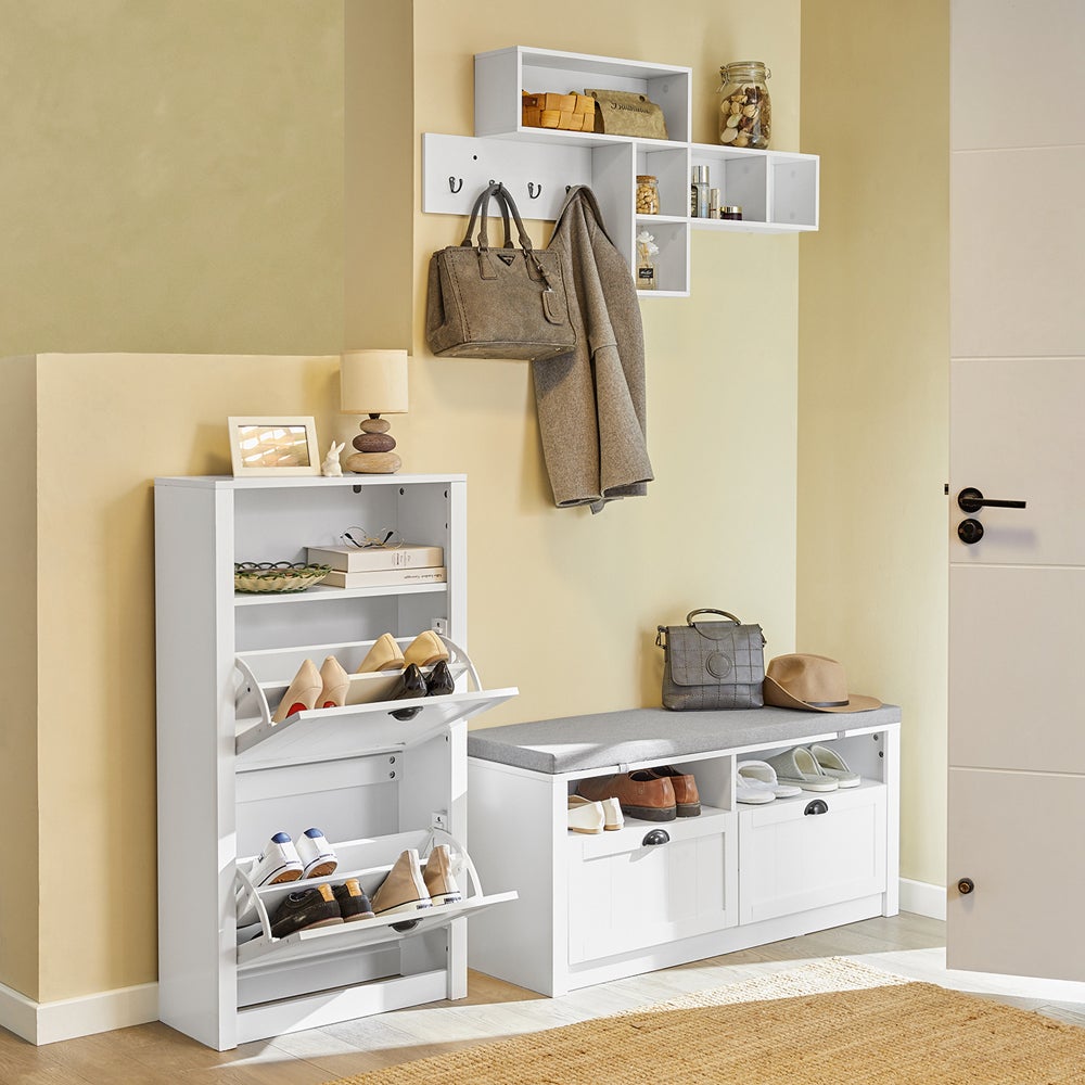 Sapateira com 2 portas basculantes Sapateira estreita Organizador de sapatos Branco 60 x 24 x 110 cm FSR87-K-W SoBuy PT - 6