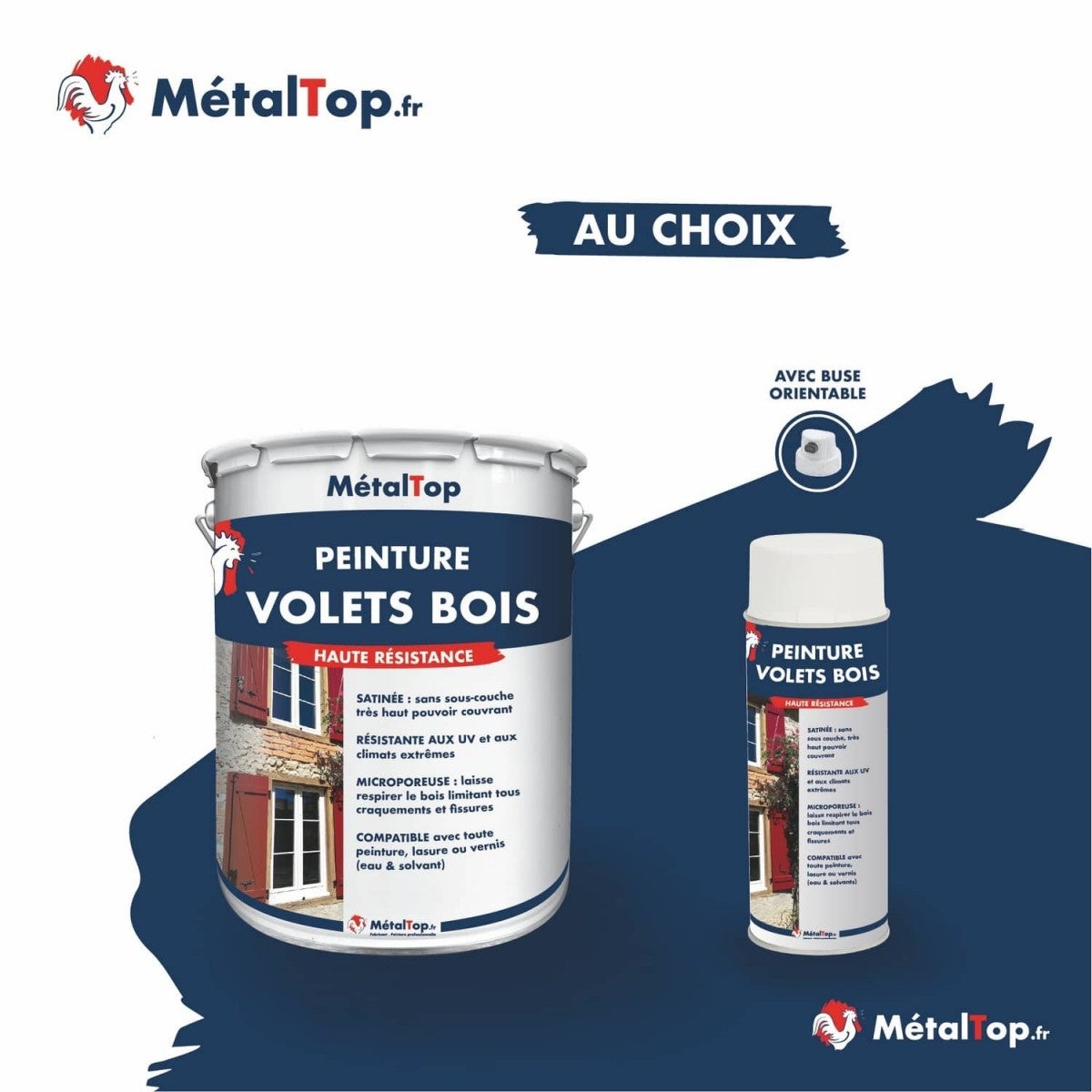 Peinture Volets Bois - Metaltop - Jaune miel - RAL 1005 - Pot 15L - 7
