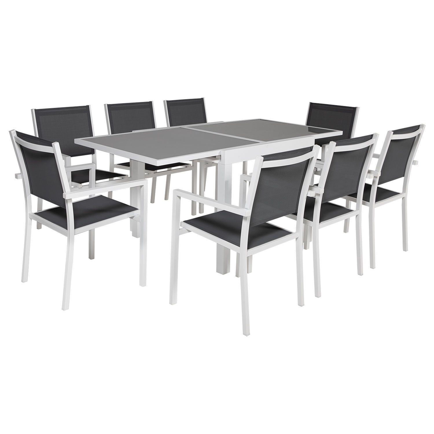 Salon de jardin 8 places gris et blanc aluminium LAMPEDUSA extensible - 2