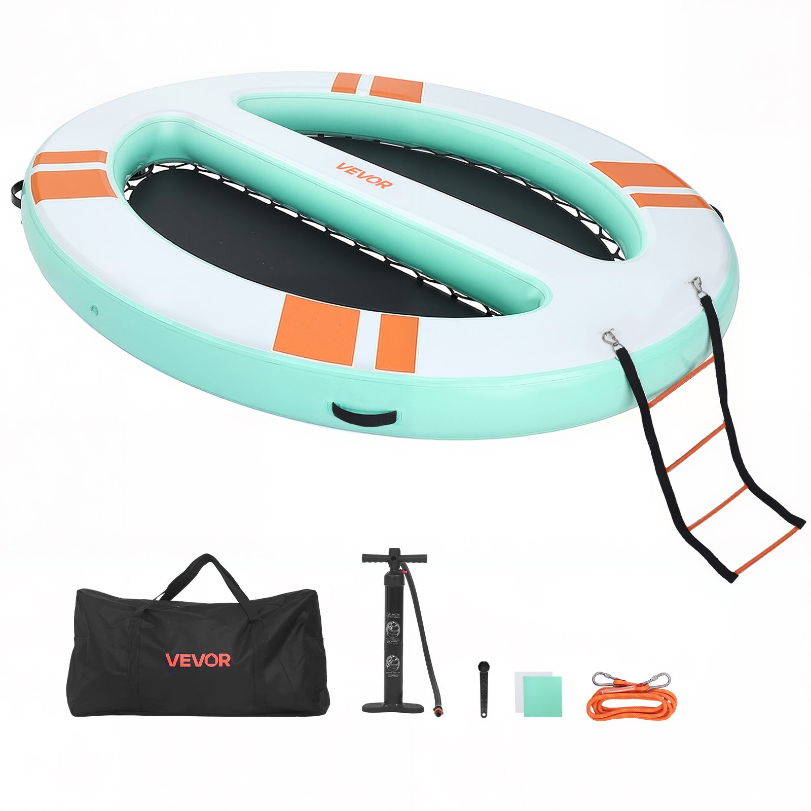 Doca flutuante insuflável VEVOR de 3,05 x 2,44 m. Plataforma flutuante insuflável para piscina, praia, mar, lago, reuniões familiares e passeios - 9