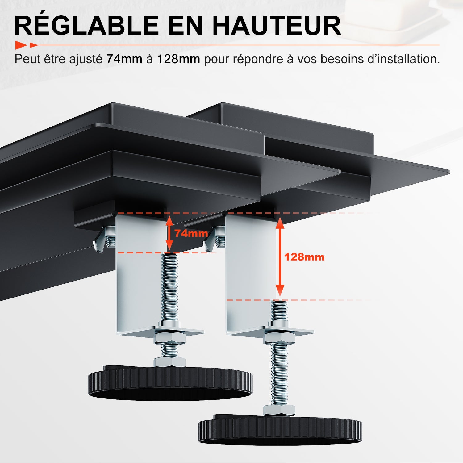 SIRHONA Caniveau de Douche Noir 360° à l'Italienne, Siphon de Double Face Hauteur Réglable avec Filtre à Cheuveux, Canal de douche 80cm - 6