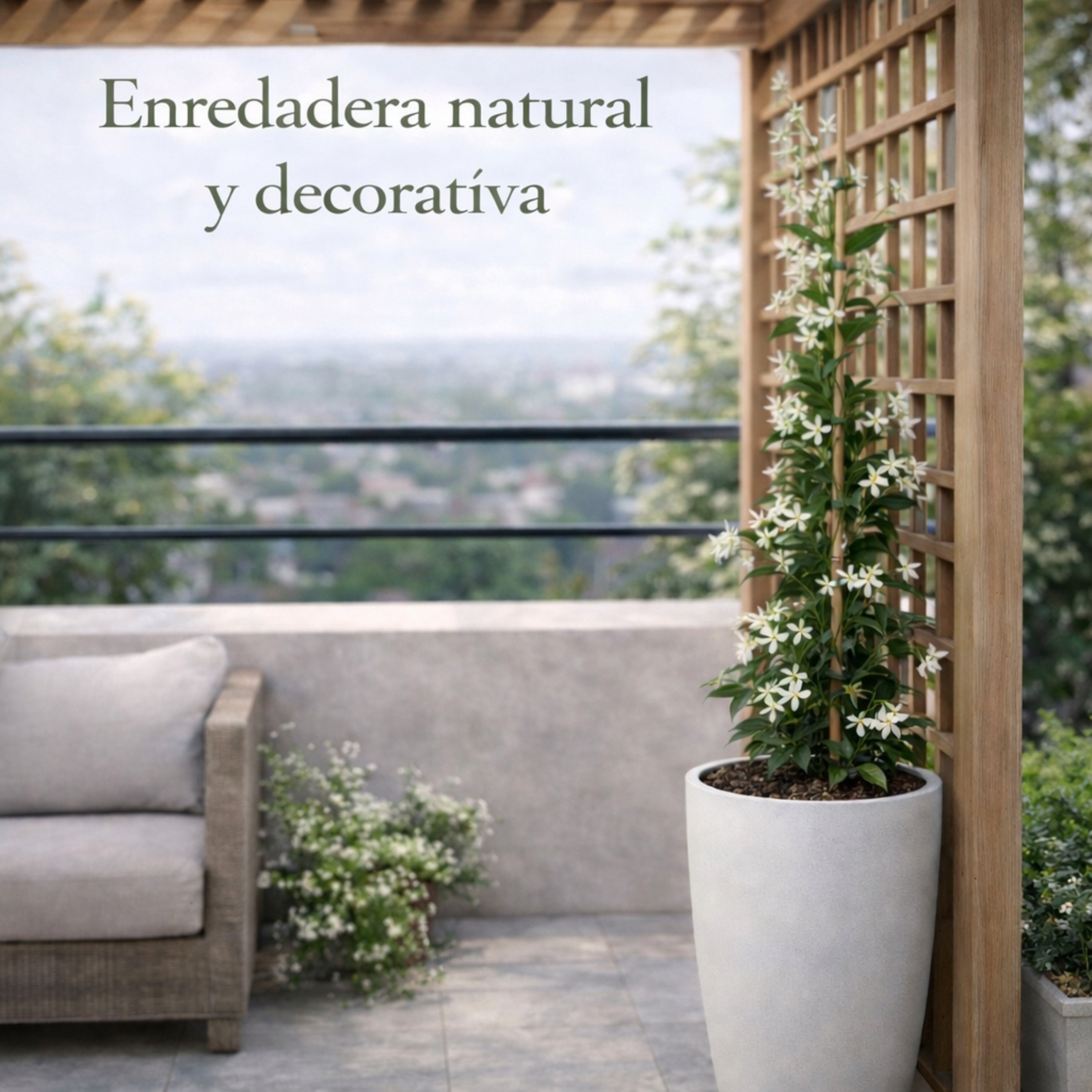 Jazmín Estrellado Planta Natural en Maceta 120 cm. Trachelospermum jasminoides, Enredadera Exterior, Flores Blancas Aromáticas, Fácil Cuidado. Jazmin - 2
