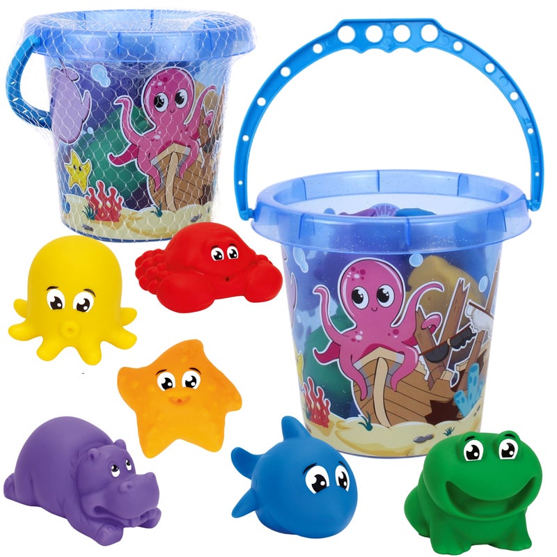 Zestaw Do Zabawy W Piasku Do Kąpieli Wiaderko 6 Figurek Zwierząt Morskich 7945