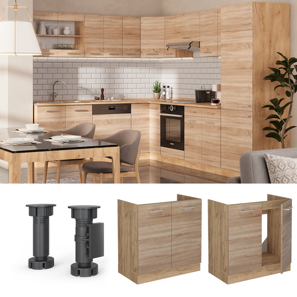 Vicco Meuble bas sous-évier R-Line, Sonoma, 80cm sans PT - 3