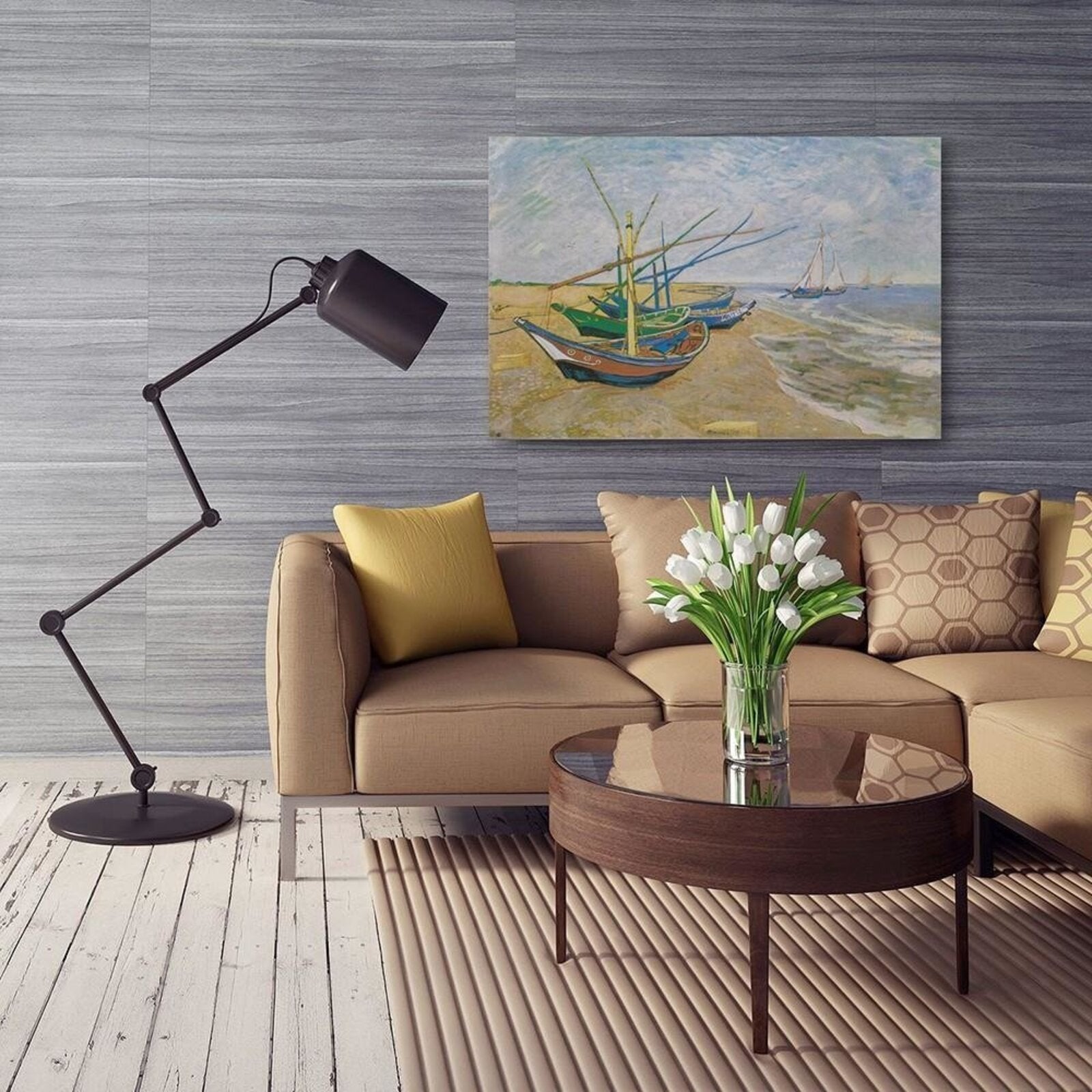 Tableau x de pêche sur la plage de saintes-maries-de-la-mer - 40 x 60 cm - 4