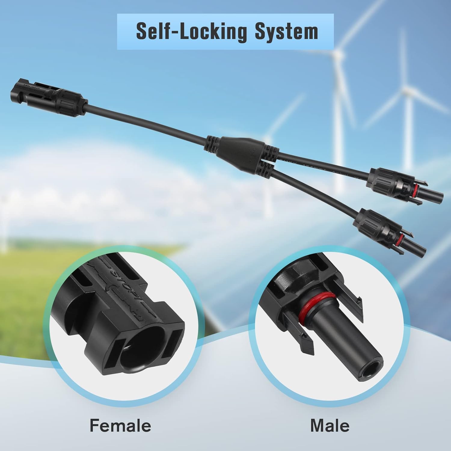 Conector profissional para cabo de painel solar, conector Y de 1 para 2 derivações, adaptador solar. - 4