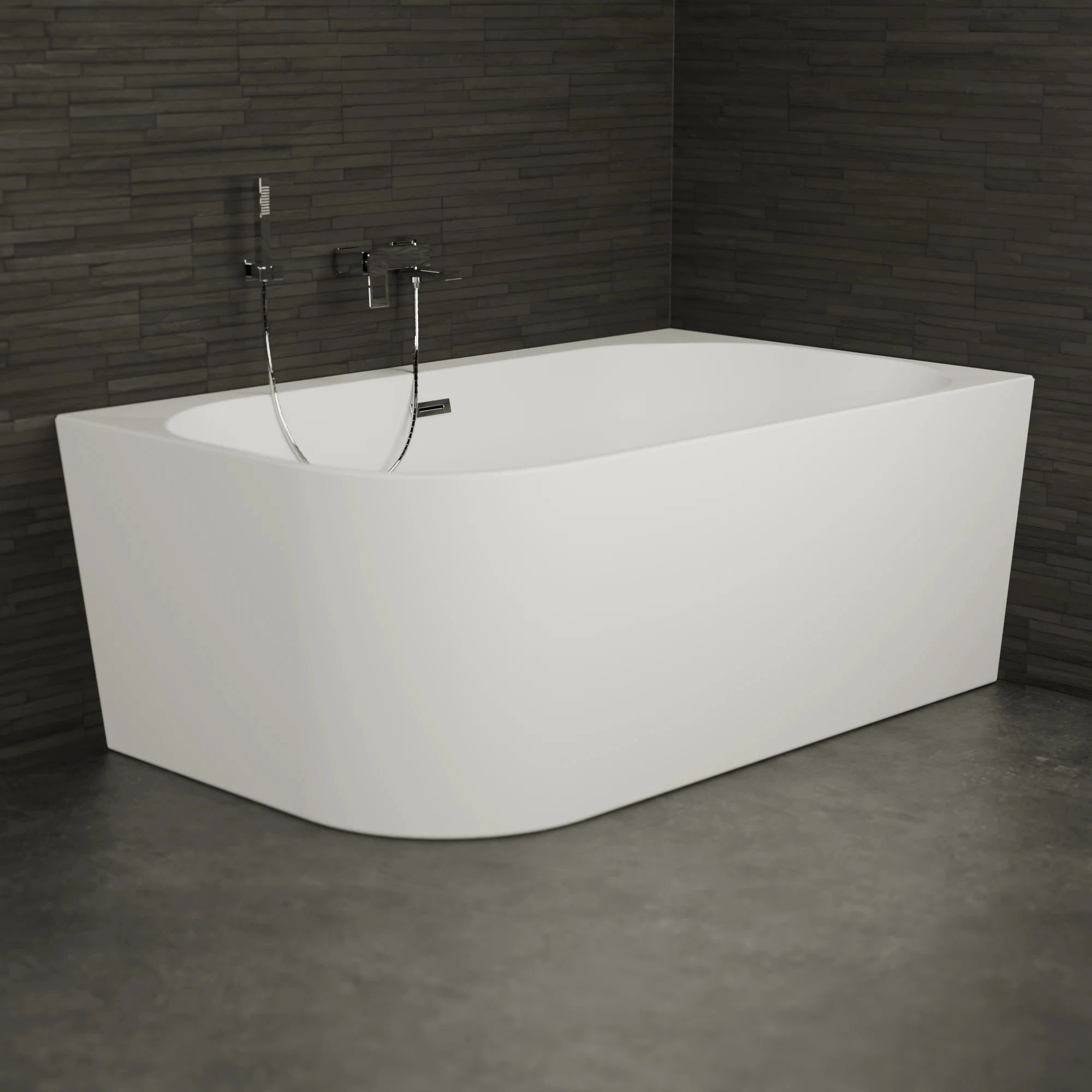 Baignoire Semi-îlot Murale D'angle Capri Duo 170 Droite Blanche 170 X100 X58 Cm, By Spalina - 5
