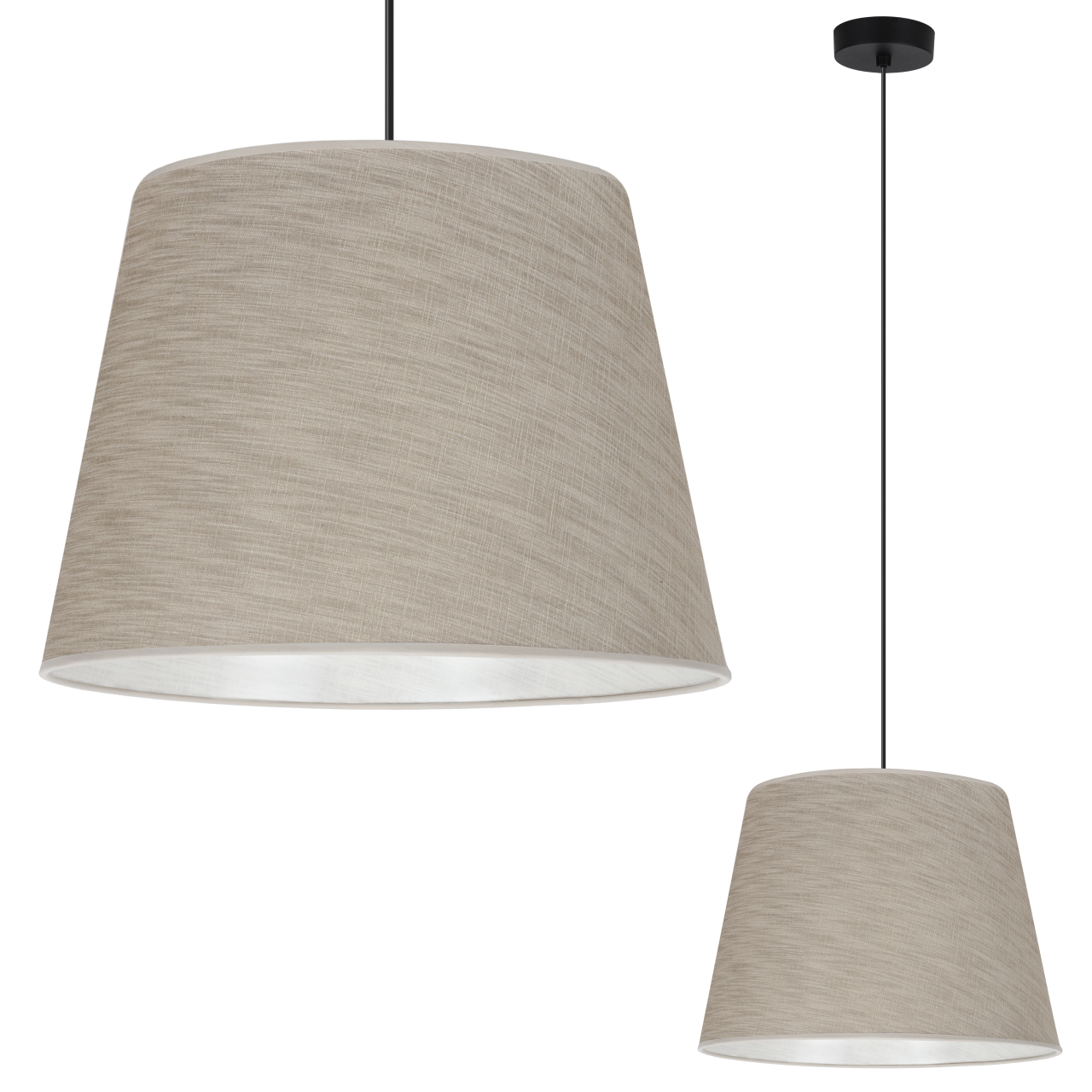 Lampa sufitowa wisząca Len L05 czarna boho 1xE27 abażur stożek 38cm beżowy Light Home LH