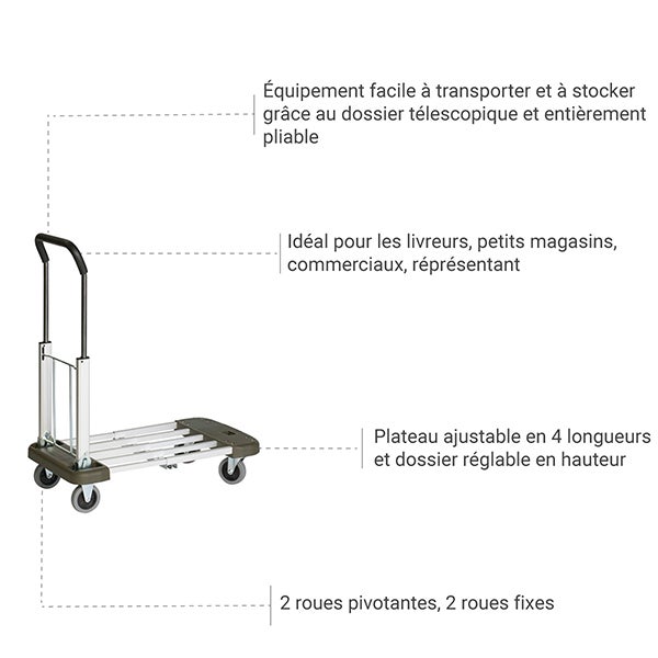Diable chariot entièrement pliable - 150kg - EX1A - 3