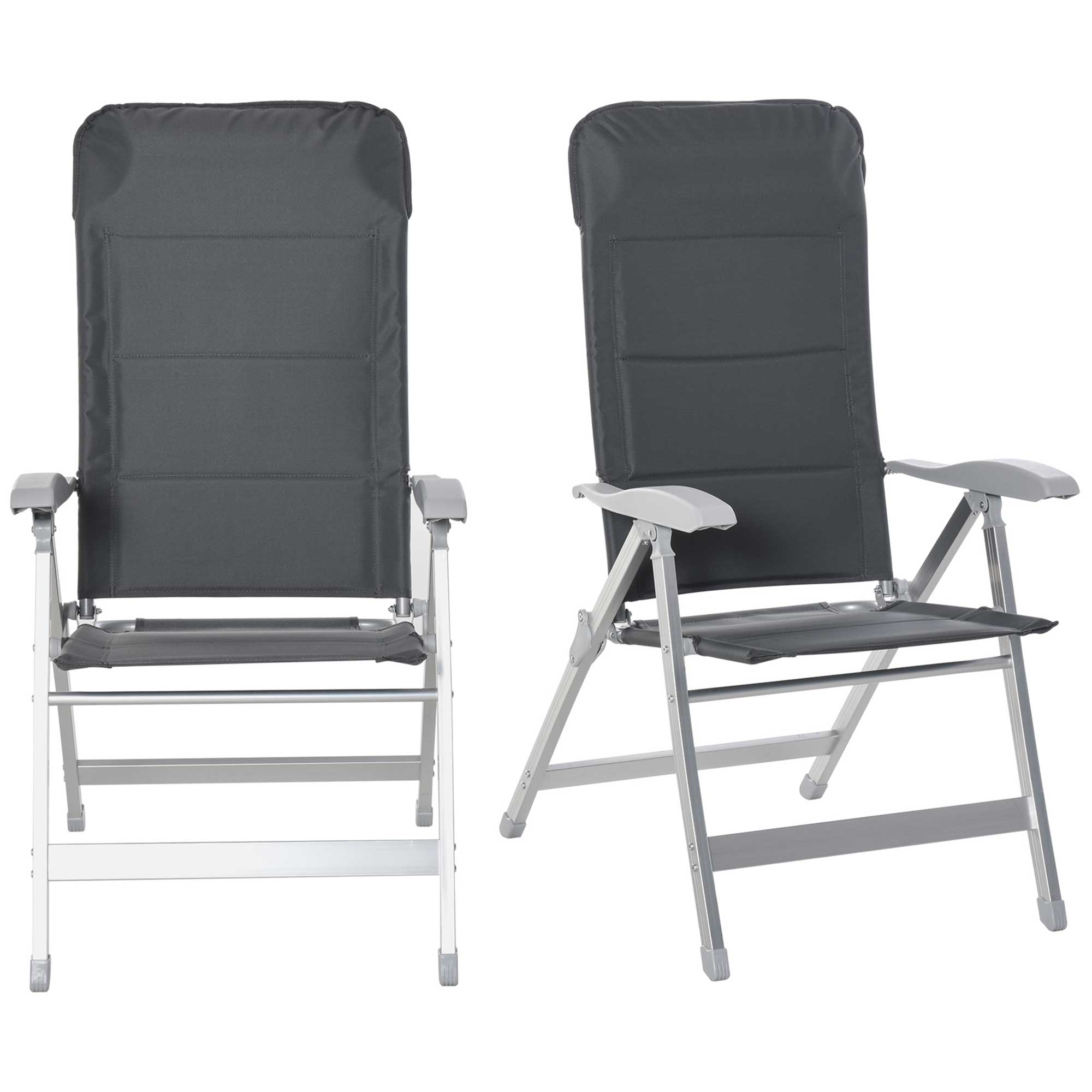 Lot de 2 chaises de jardin pliantes fauteuil d'extérieur avec dossier haut inclinable multipositions accoudoirs - 2