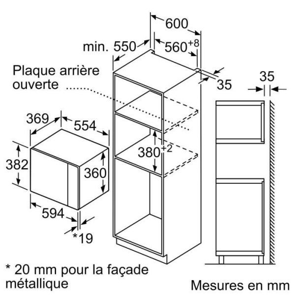 Four à micro-ondes encastrable Bosch Serie 4 BFL553MS0 Micro-ondes combiné 25 L 900 W Noir, Acier inoxydable - 5