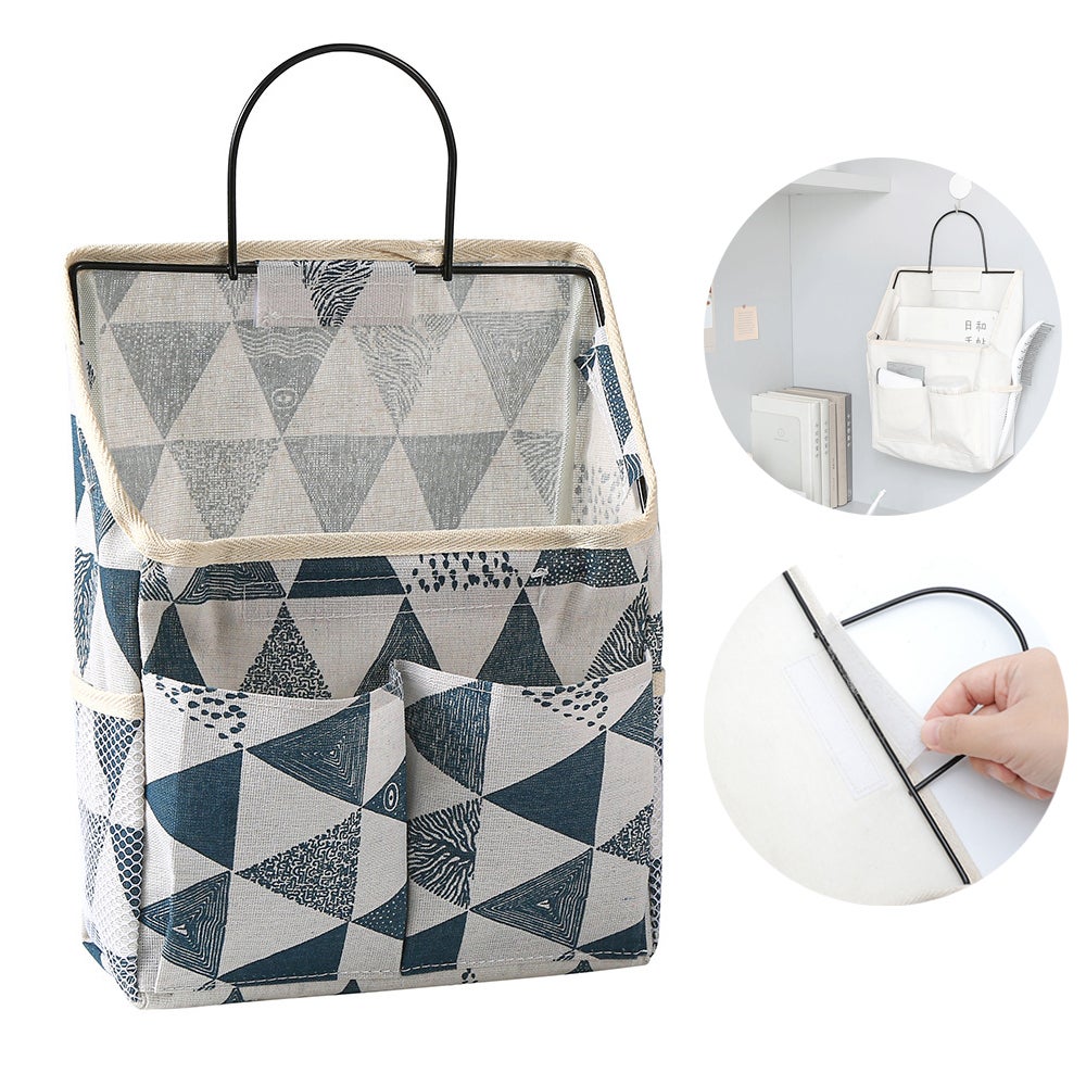 Organizer Da Parete In Lino Impermeabile Con 2 Ganci - 2 Borse Portaoggetti Pieghevoli Per Cucina, Bagno, Camera
