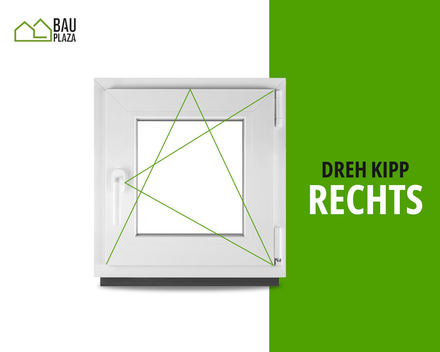 ‎BauPLAZA - Ventana PVC ANCHO x ALTO 500 x 500 mm 50 x 50 cm Derecha BLANCA Vidrio Transparente - doble cristal OSCILOBATIENTE - 3