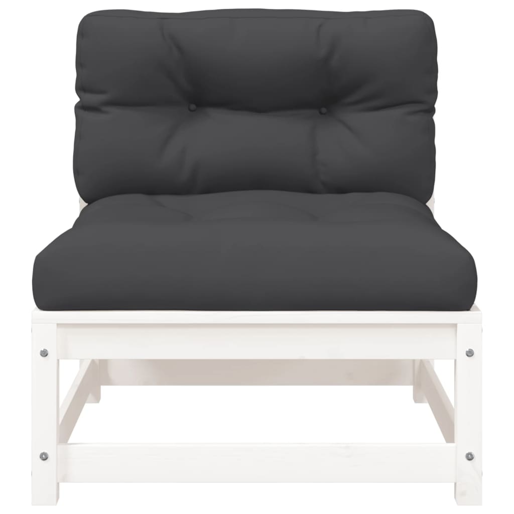 2 piezas Sofás jardín，Sofá para exteriore sin reposabrazos con cojines madera blanco CFW90679 - 6