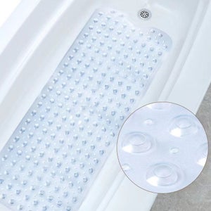 MoreCro® Tapis de bain antidérapant, extra long, résistant à la moisissure, lavable en machine, 100 x 40 cm, noir