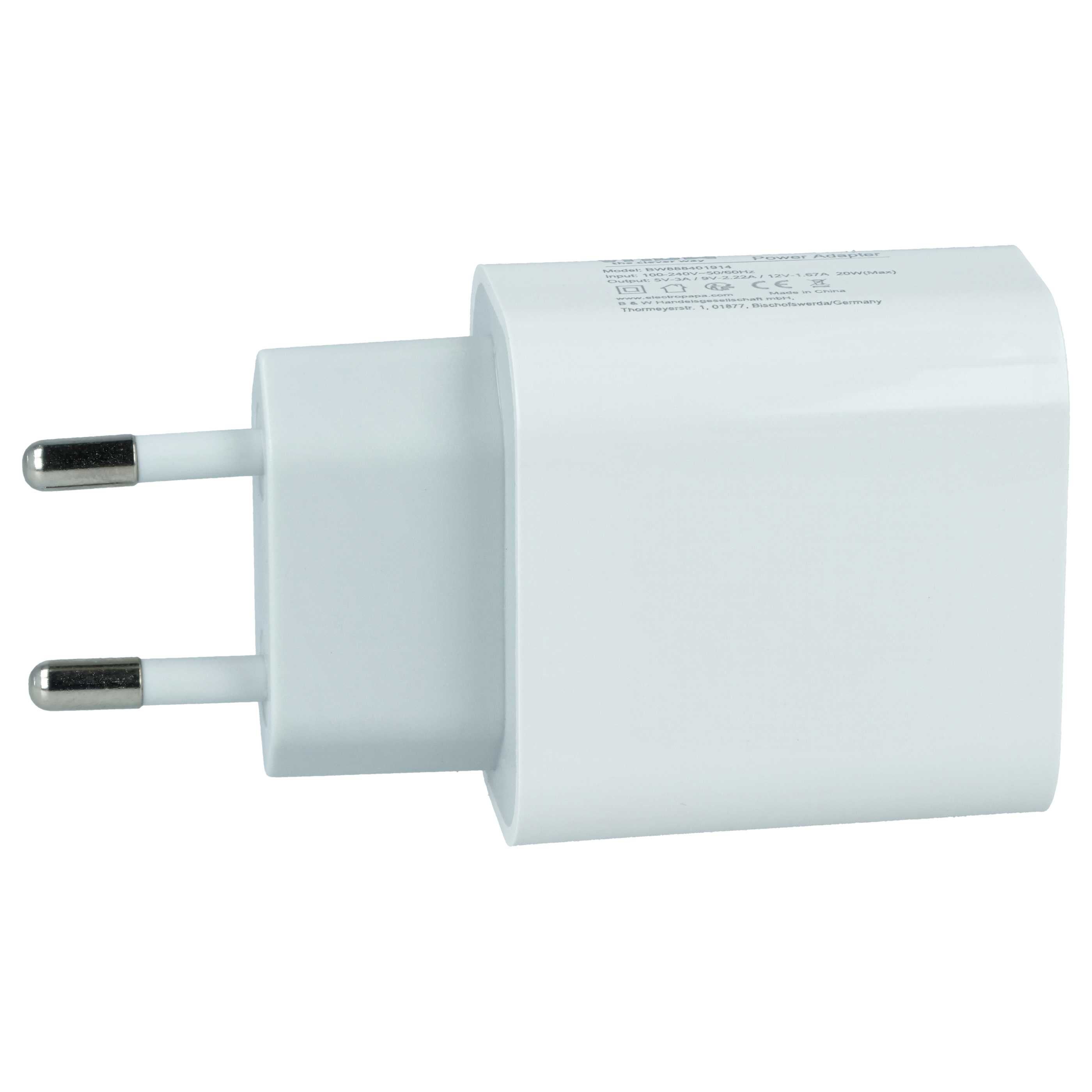 vhbw Chargeur secteur USB C compatible avec Apple AirPods, iPod - Adaptateur prise murale - USB (max. 9 / 12 / 5 V), blanc - 2