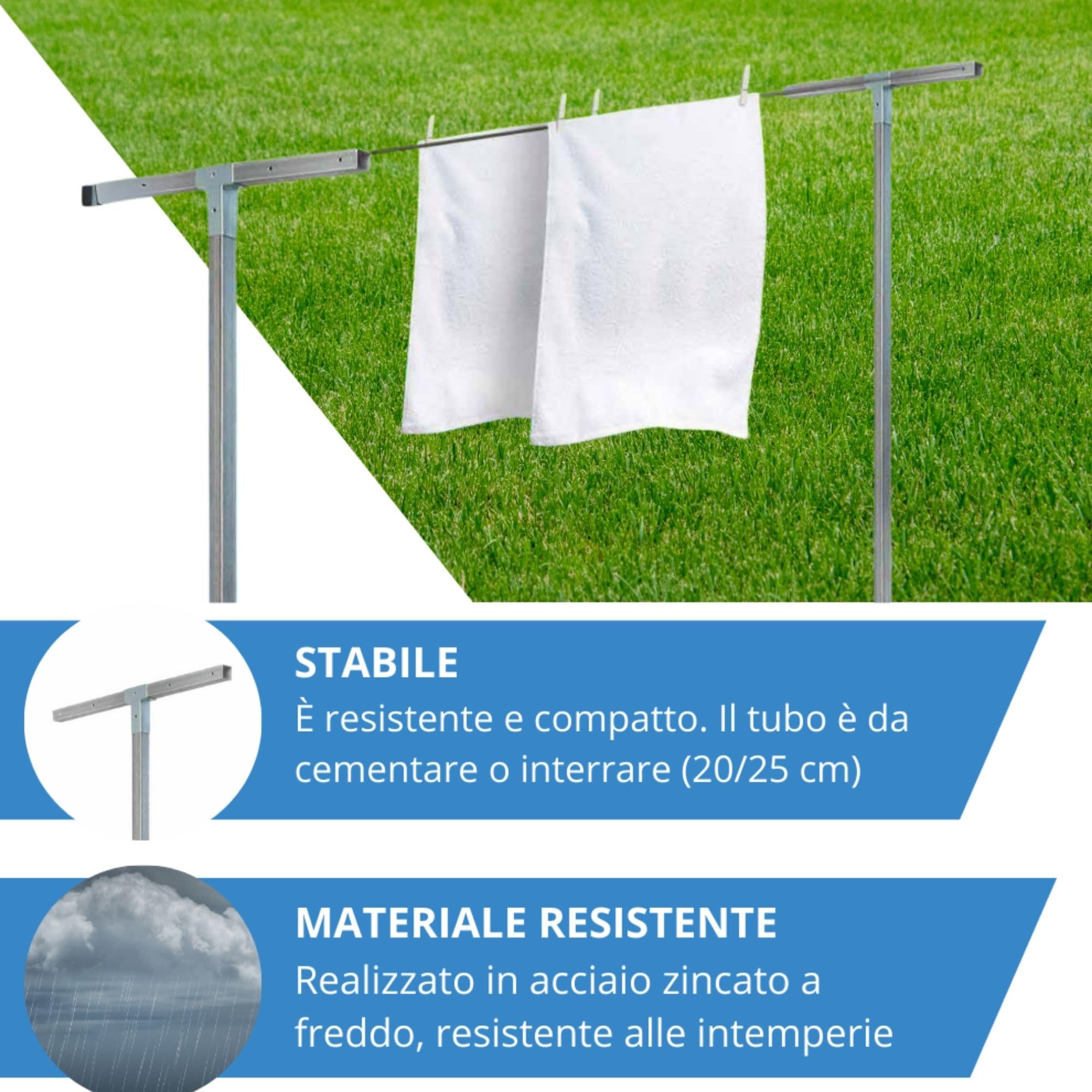 Étendoir à linge d'extérieur amovible Andrys, vert, H 220 cm (corde à linge non incluse) - 2