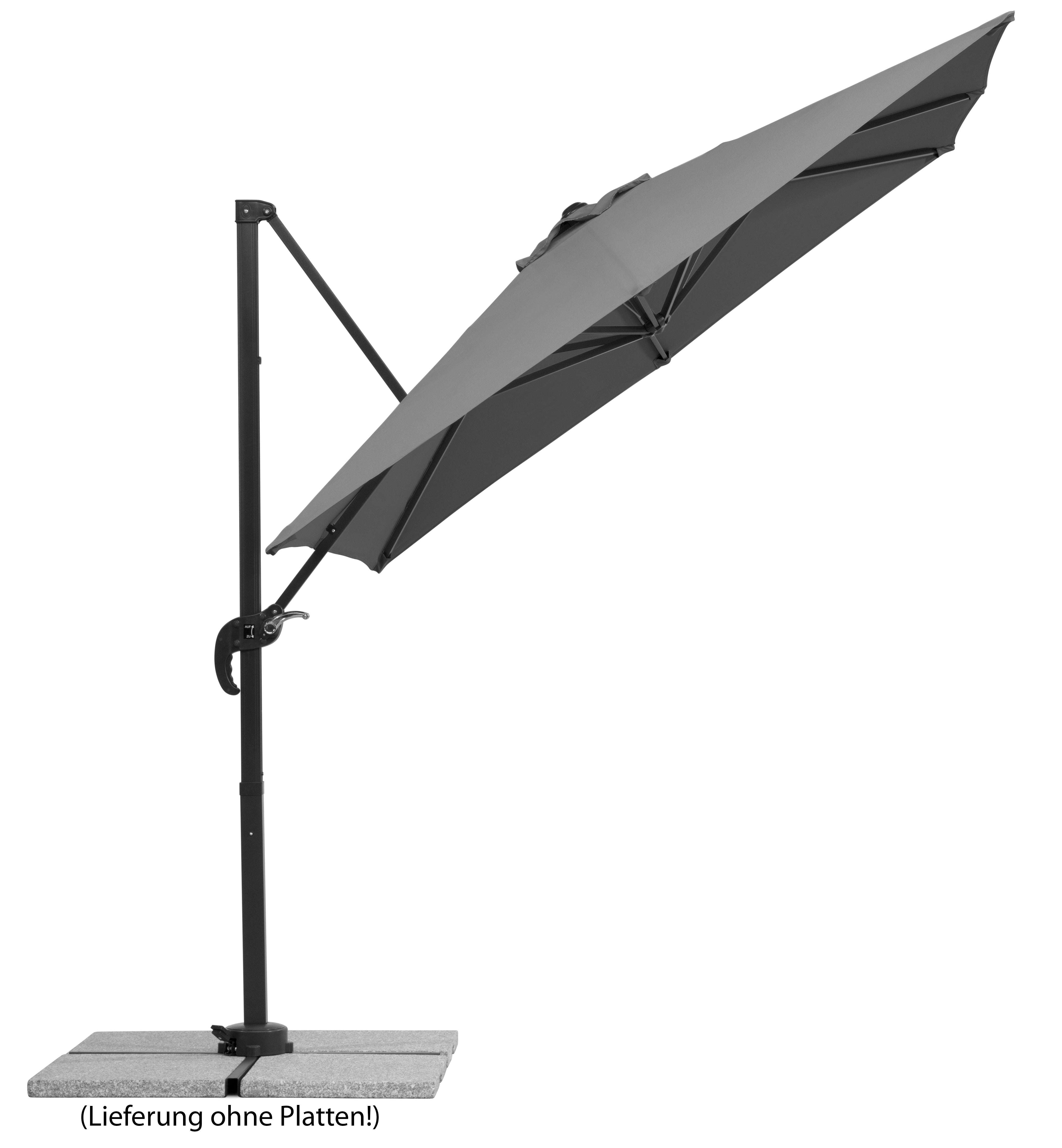 Parasol déporté Schneider Rhodos Junior anthracite, 230 x 230 cm – rotatif 360°, avec housse - 3