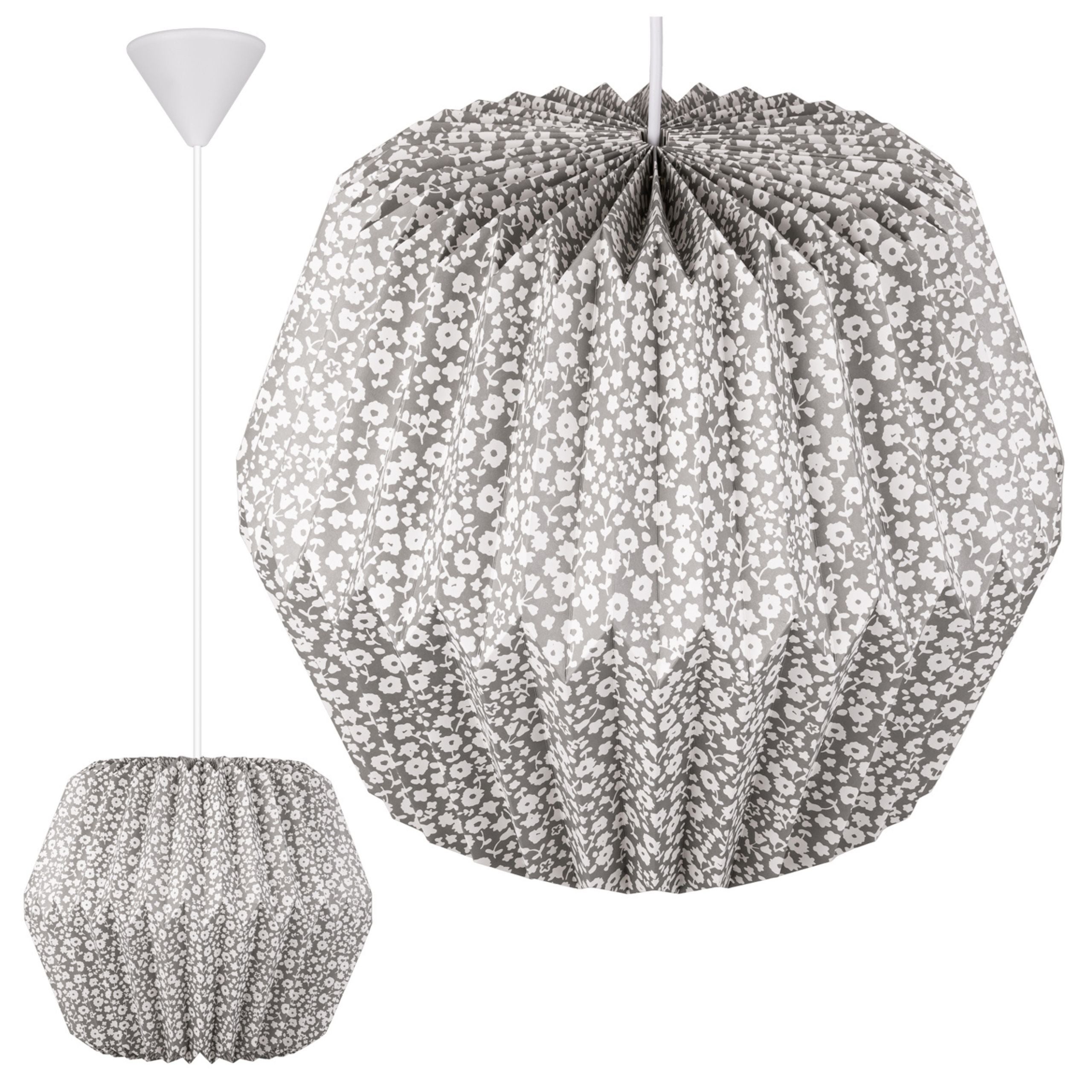 Lampa sufitowa wisząca E27 ozdobna Papierowa Klosz w kwiaty z regulowanym kablem Ekologiczna Lekka na sufit - LEDHOFF