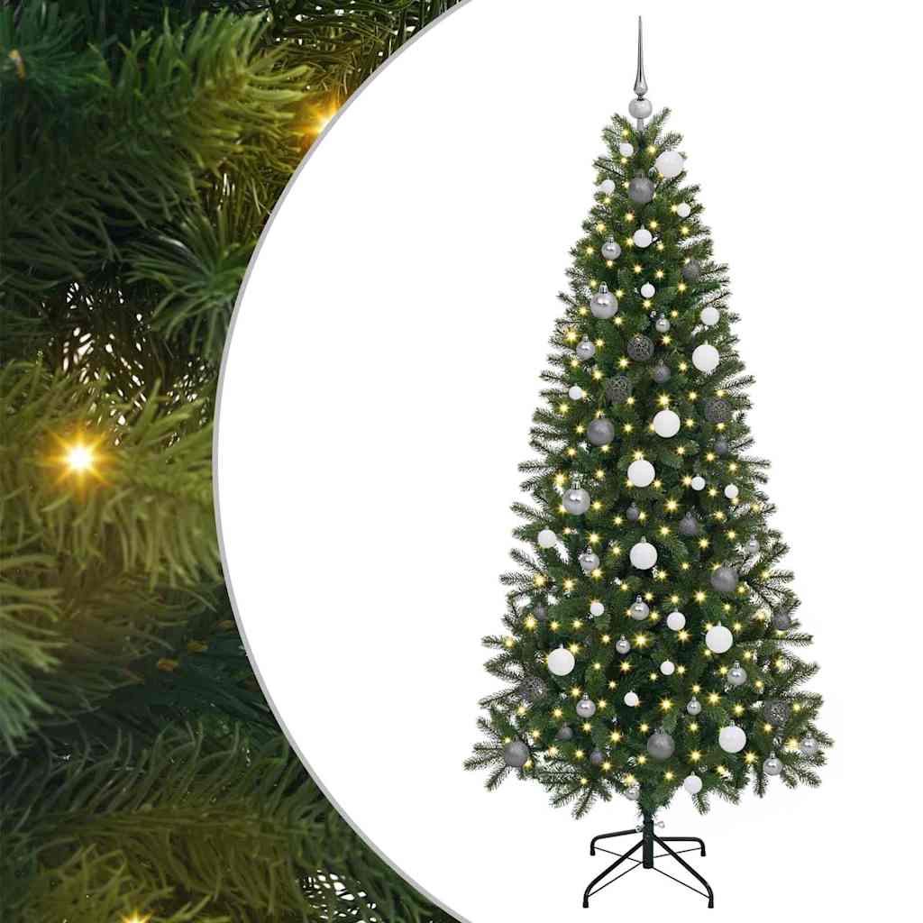 Sztuczna choinka z 300 diodami LED Zielony 210 cm PE i PVC