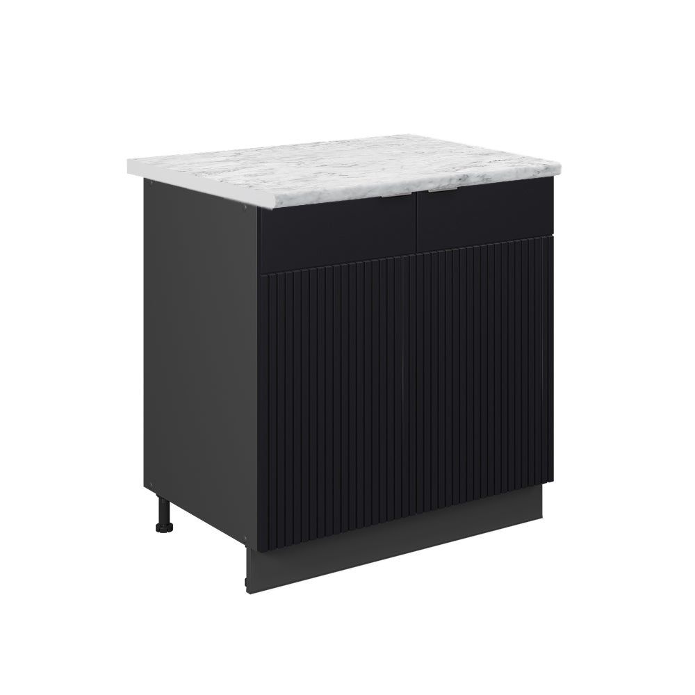 Vicco Szafka pod zlew Fame-Line, Czarne paski, 80 cm z półką, BP Marmur