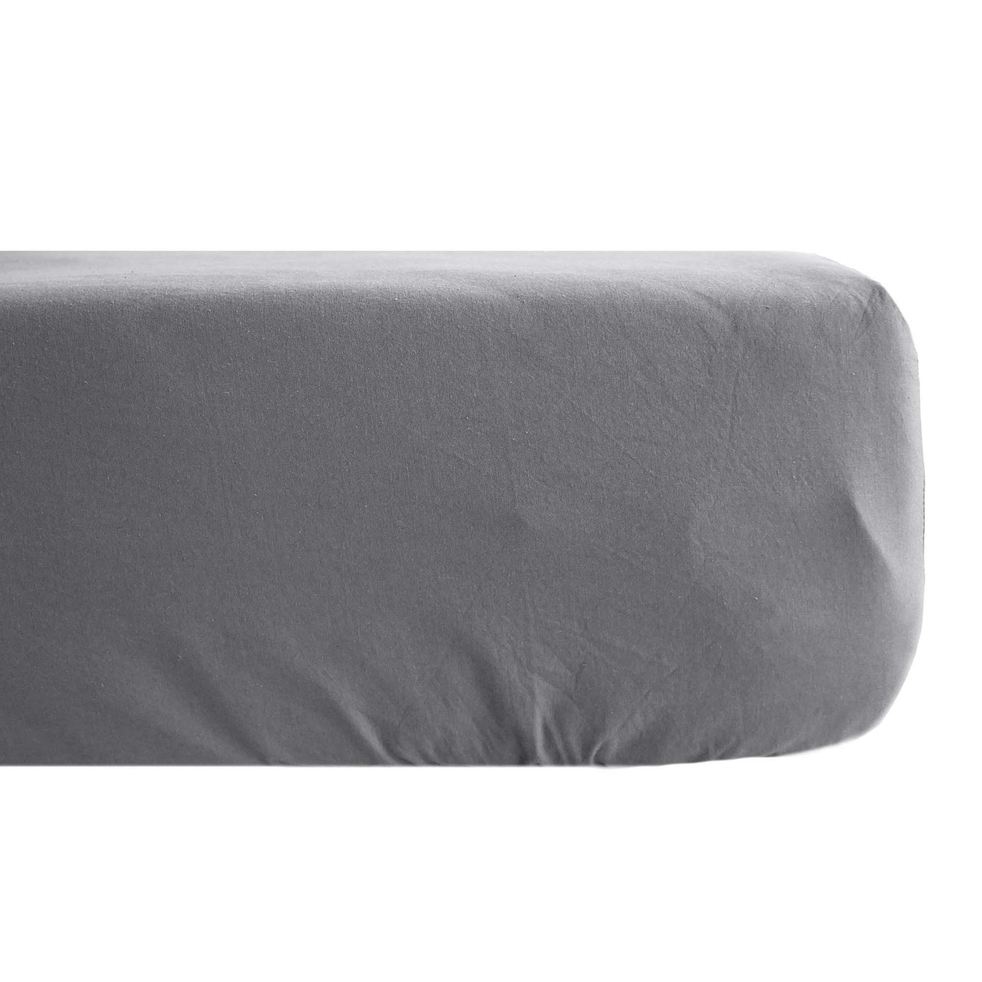 Drap Housse Uni 180x200 Cm Bonnet 40 Cm Percale De Coton MANOIR Gris drap-housse-uni-180x200-cm-bonnet-40-cm-percale-de-coton-manoir-gris