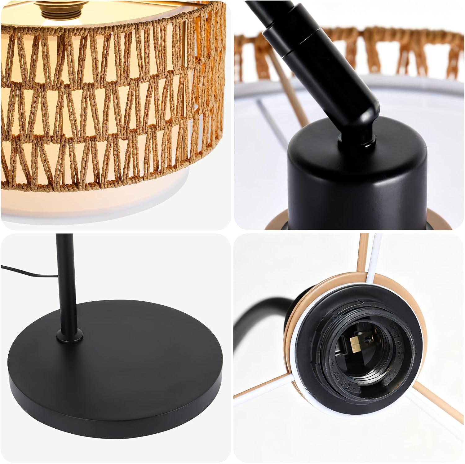 ZMH Lampadaire incurvé vintage noir E27 avec éclairage à intensité variable interrupteur au pied télécommande rotation à 350 degrés pour salon chambre - 6