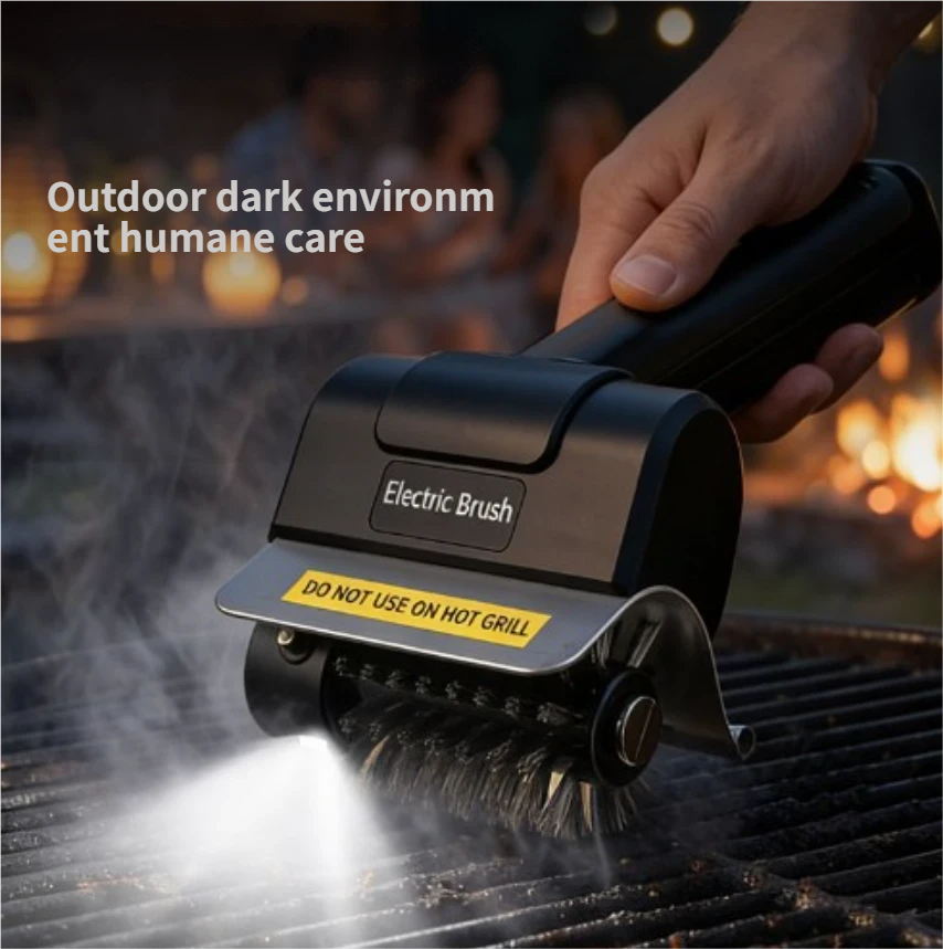 Brosse de nettoyage pour barbecue, deux têtes de brosse, brosse de nettoyage pour barbecue sans fil et rechargeable avec lumière. - 2