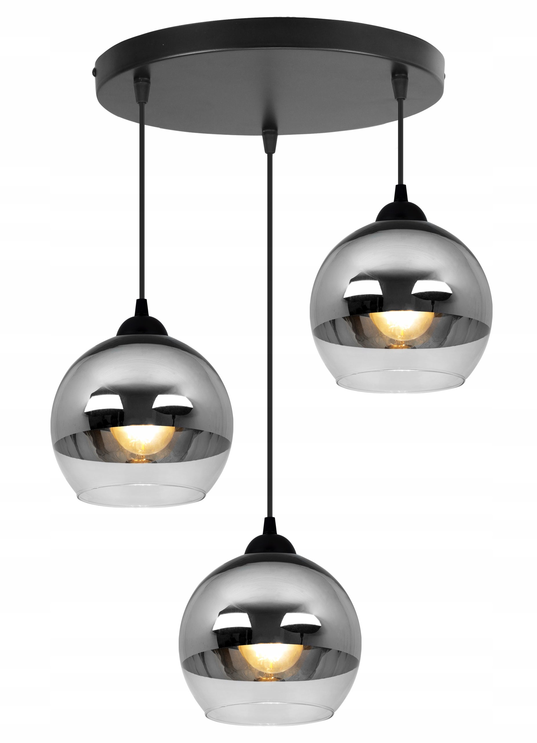 Lampa sufitowa wisząca Bergen boho 3xE27 abażur kulisty srebrny Light Home LH