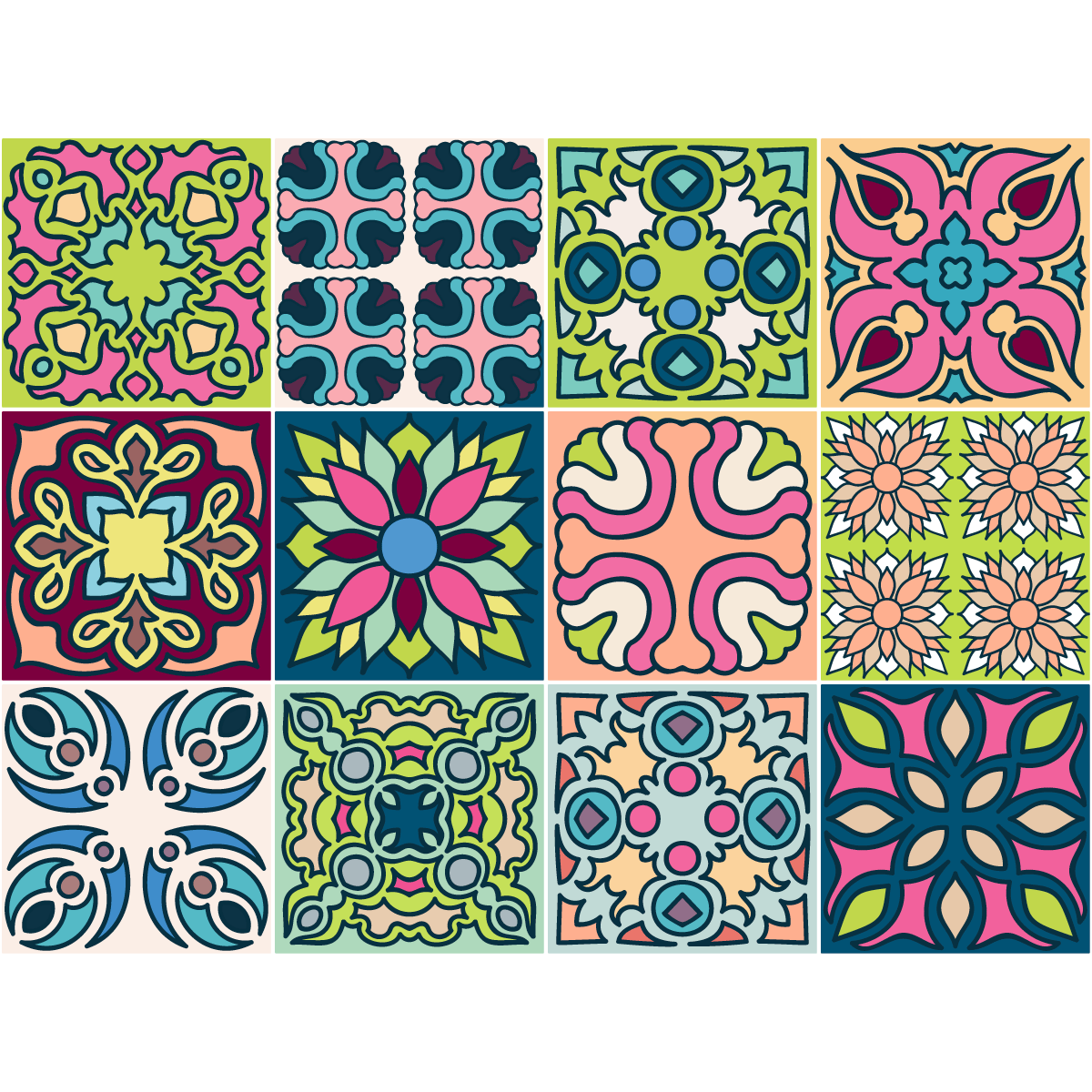 12 adesivi piastrelle di cemento Tahiti - Sticker adesivo - adesivi murali - 12stickers10x10cm - 2