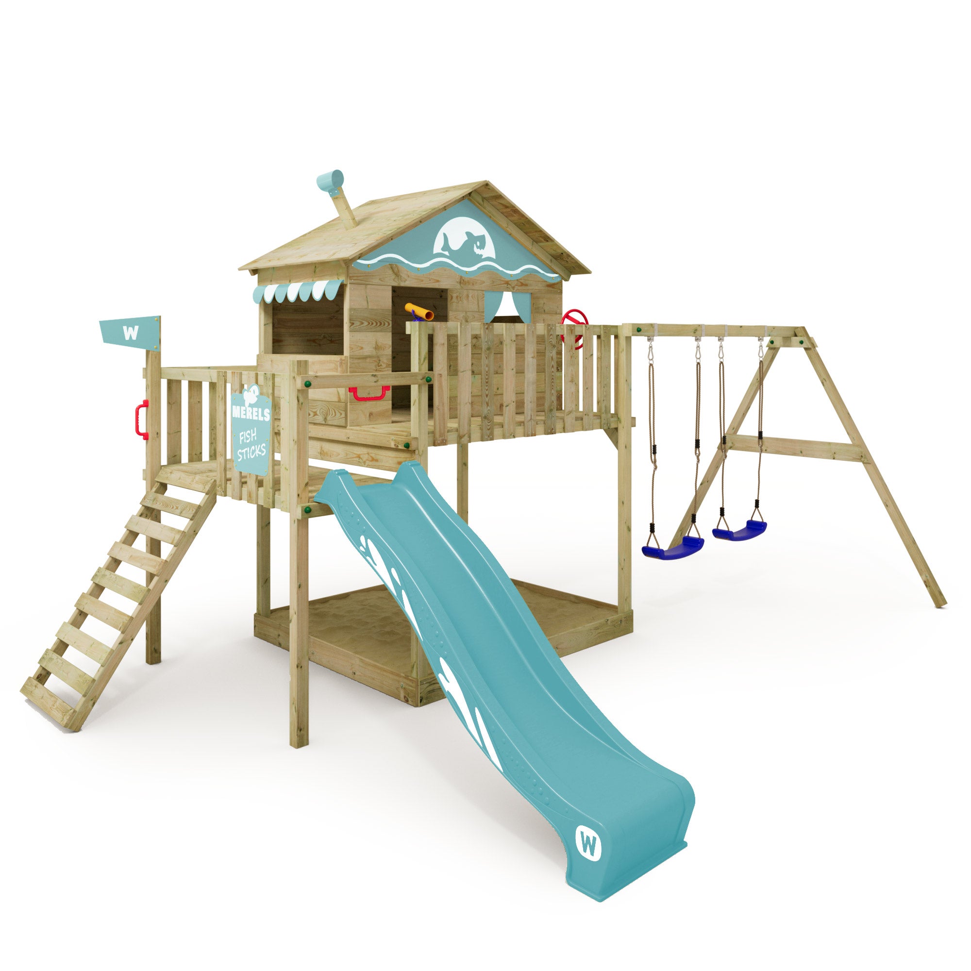 WICKEY Aire De Jeux Portique Bois Gateflyer Avec Balançoire Et Toboggan Vert 92125738