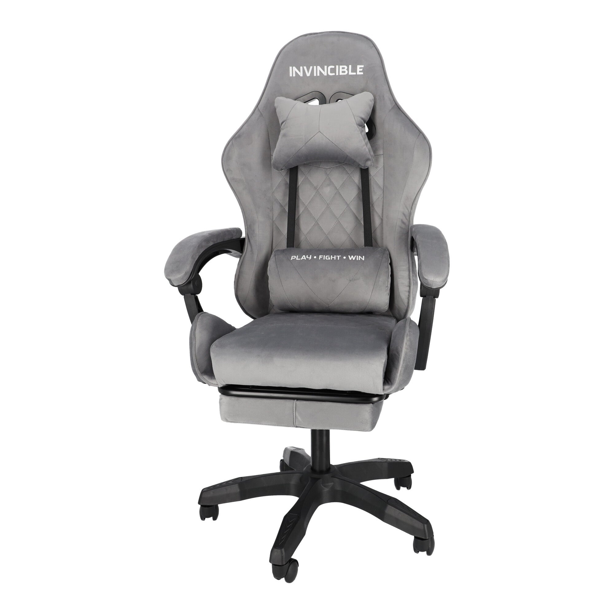 Fotel Gamingowy Szary Obrotowy Biurowy Do Biurka Z Podnóżkiem