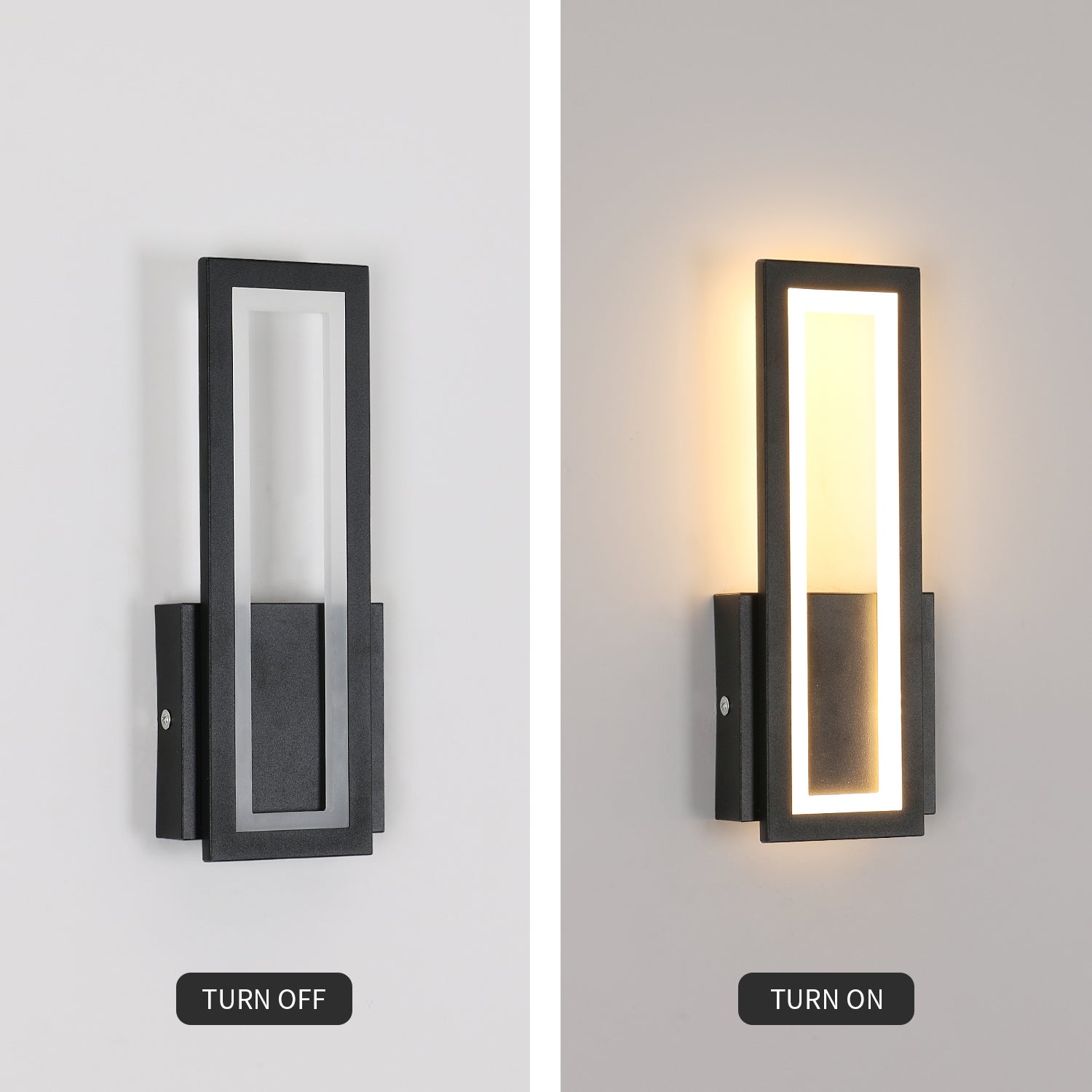 GOECO Applique murale LED d'intérieur, 16W Applique murale moderne en acrylique, Applique murale noire d'intérieur pour le salon, Blanc chaud 3000K - 8