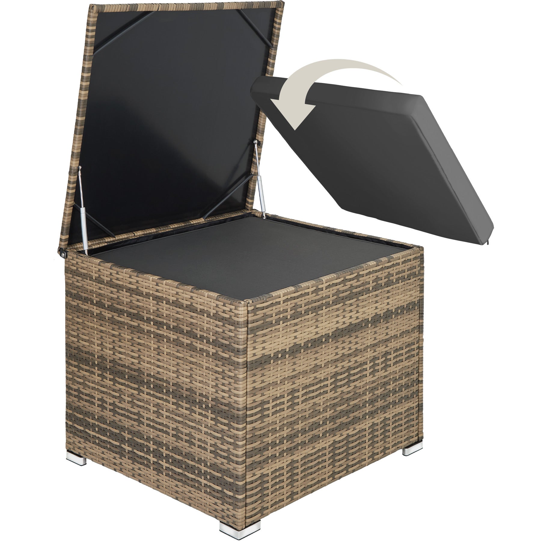 Salon de jardin en résine tressée et acier 5 places avec coffre de rangement résistant aux UV TECTAKE - 3