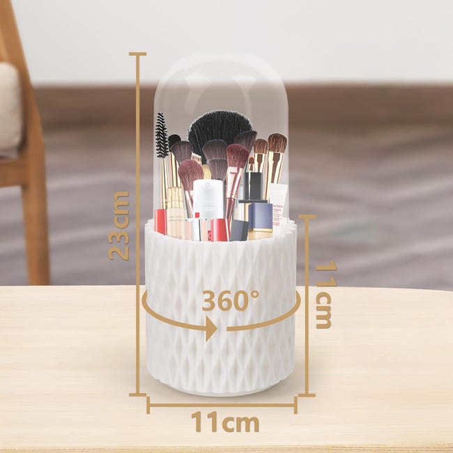 Boîte de rangement pour pinceaux de maquillage avec MEL360 ° rotatif, porte-outil cosmétique, tampons de coton de soin de la peau, écouvillons, rouge à lèvres, étui à bijoux 15 Boîte de rangement pour pinceaux de maquillage avec MEL360 ° rotatif, porte-outil cosmétique, tampons de coton de soin de la peau, écouvillons, rouge à lèvres, étui à bijoux 15