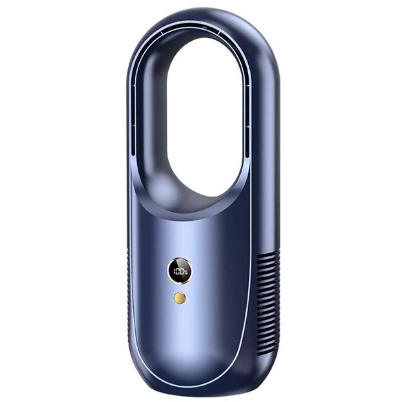 Przenośny, bezłopatkowy wentylator biurkowy z portem USB, 6 prędkościami, cichą pracą, panelem LED do sypialni, domu i biura (niebieski)